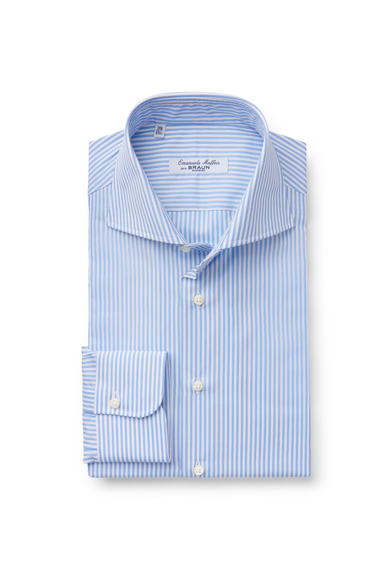 Business shirt 'Porto' shark collar light blue striped