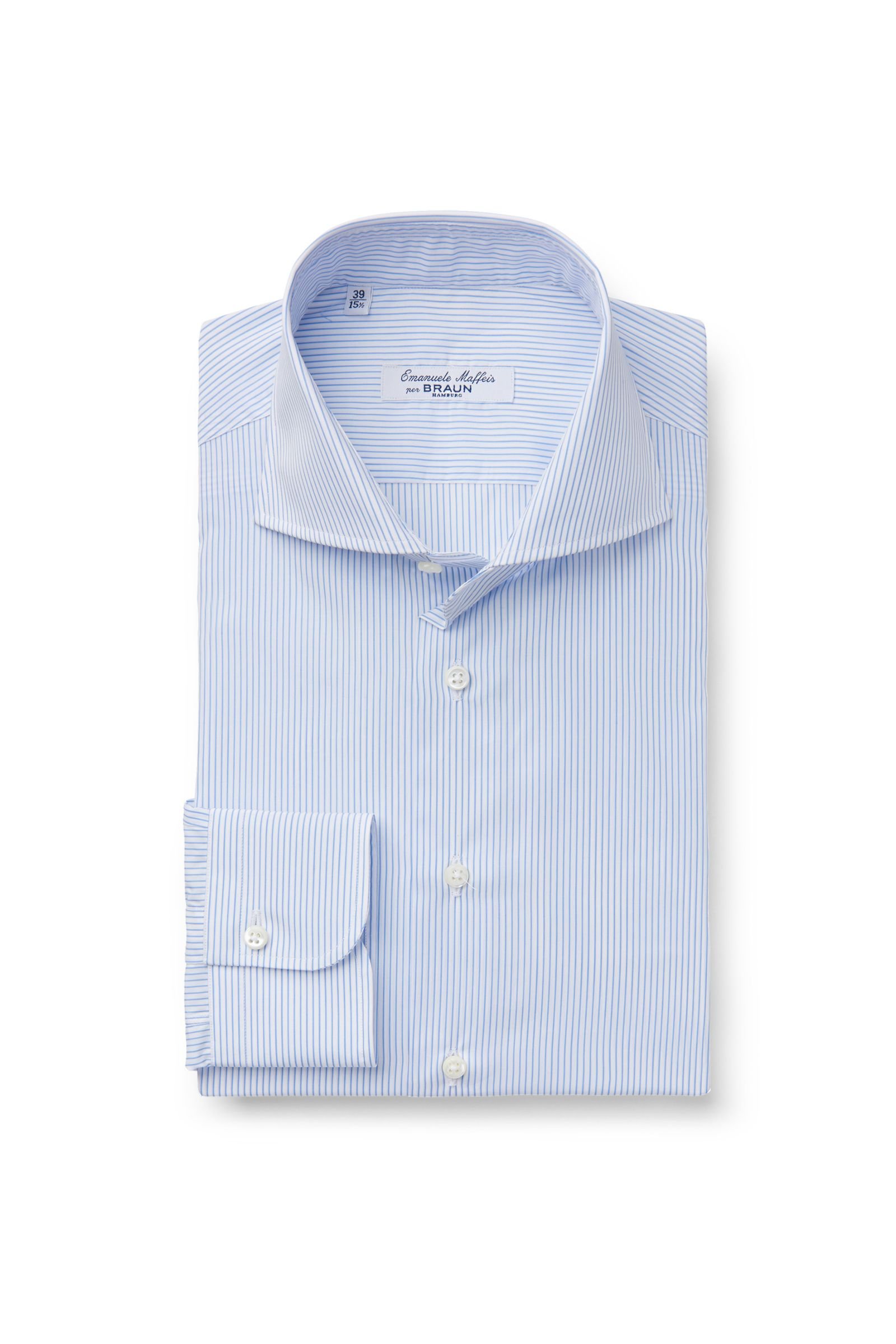 Business shirt 'Oscar' shark collar light blue striped