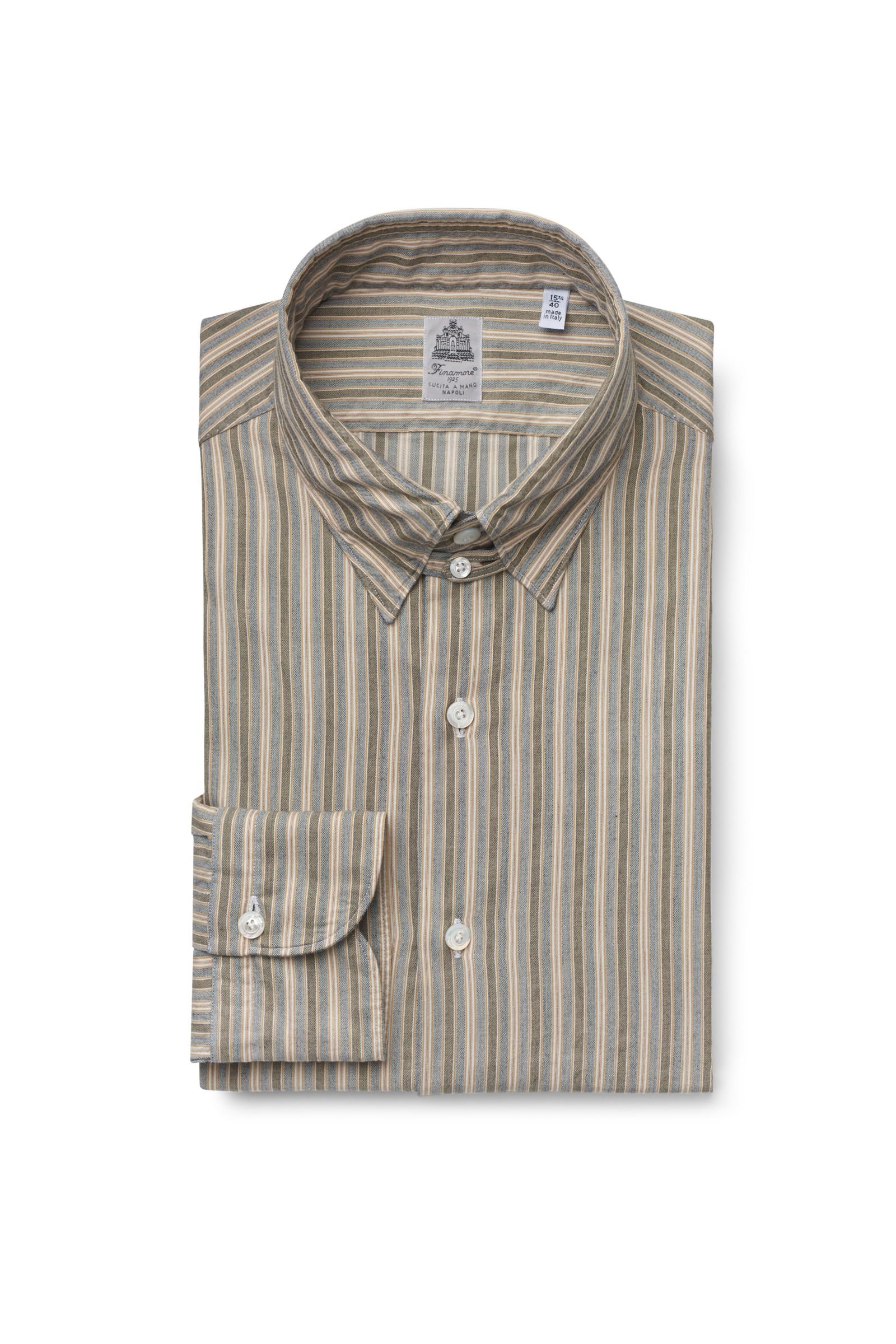 Business shirt 'Seattle' tab collar khaki/grey striped