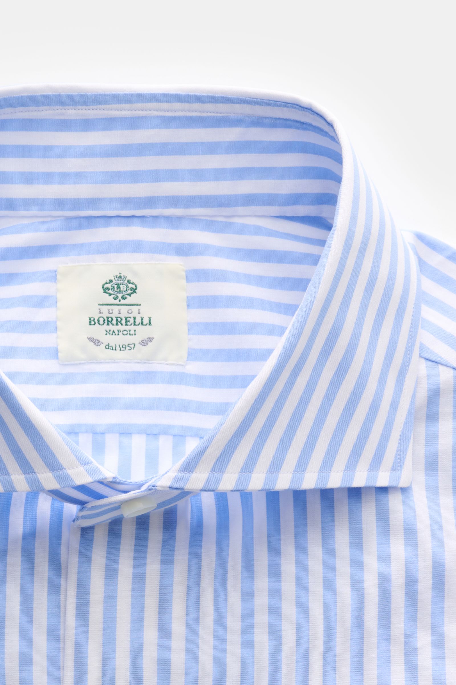 Borrelli Business Hemd 'Nando' Haifisch-Kragen hellblau/weiß gestreift