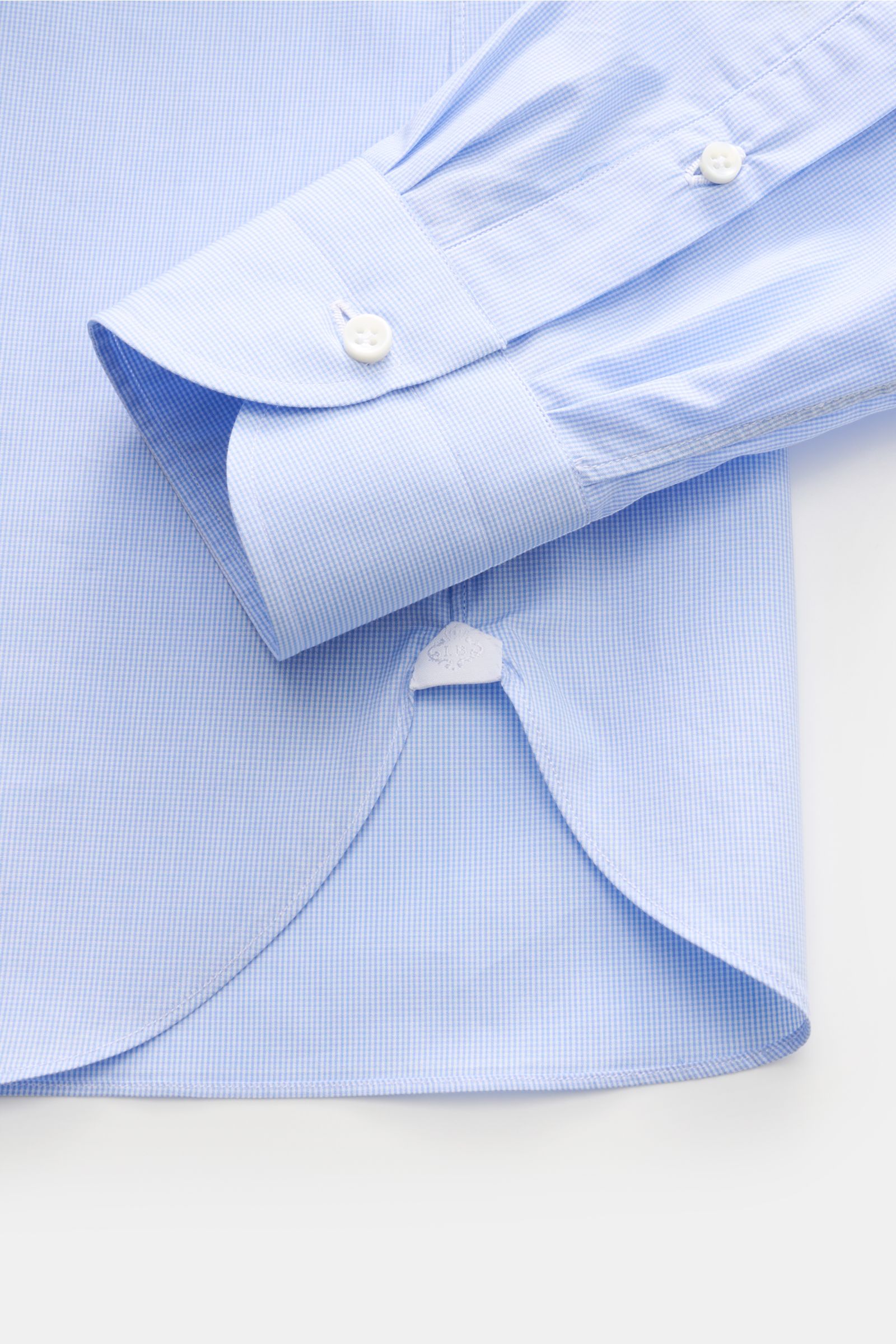 Borrelli Business shirt 'Nando' shark collar light blue/white checked