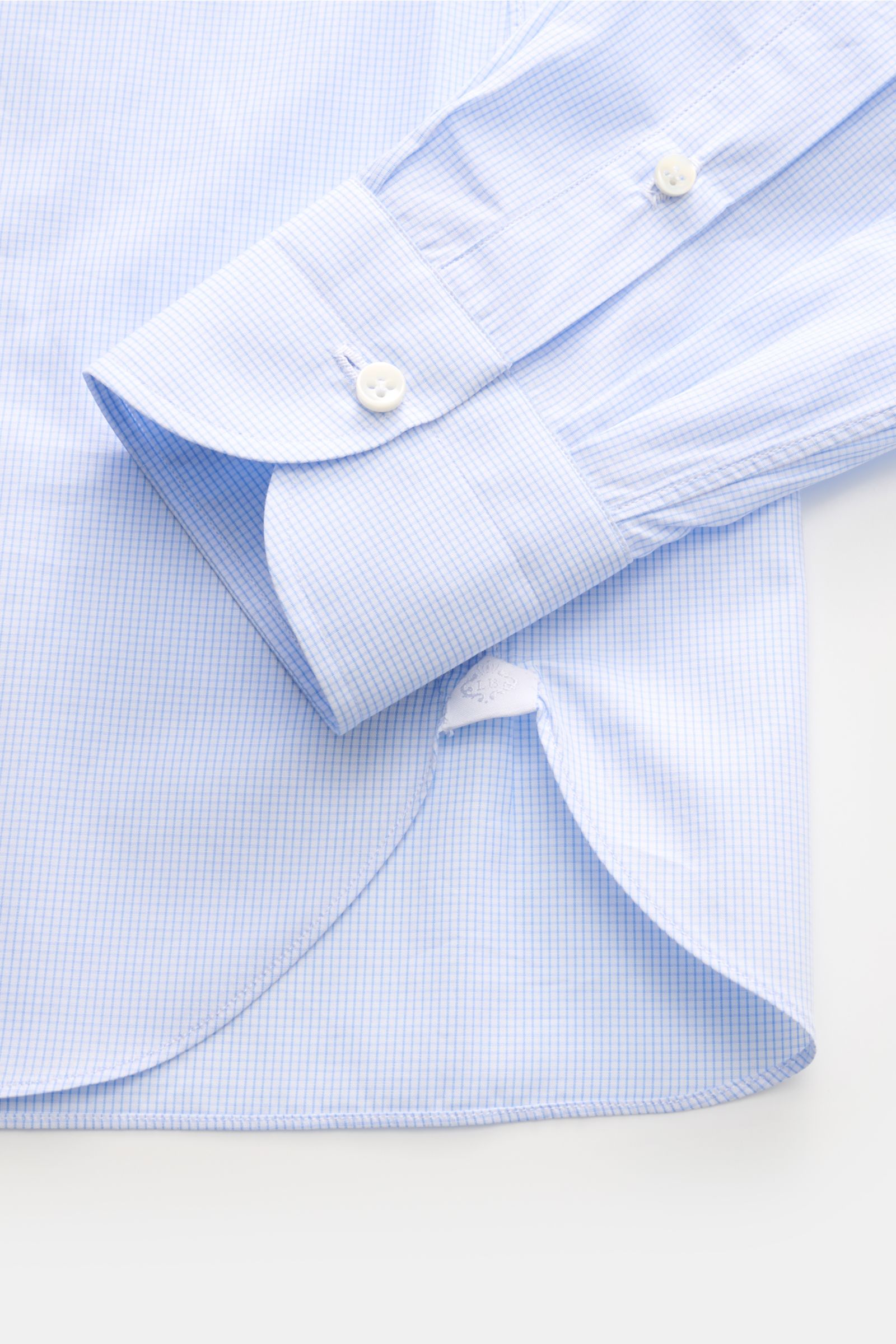 Borrelli Business shirt 'Nando' shark collar light blue/white checked