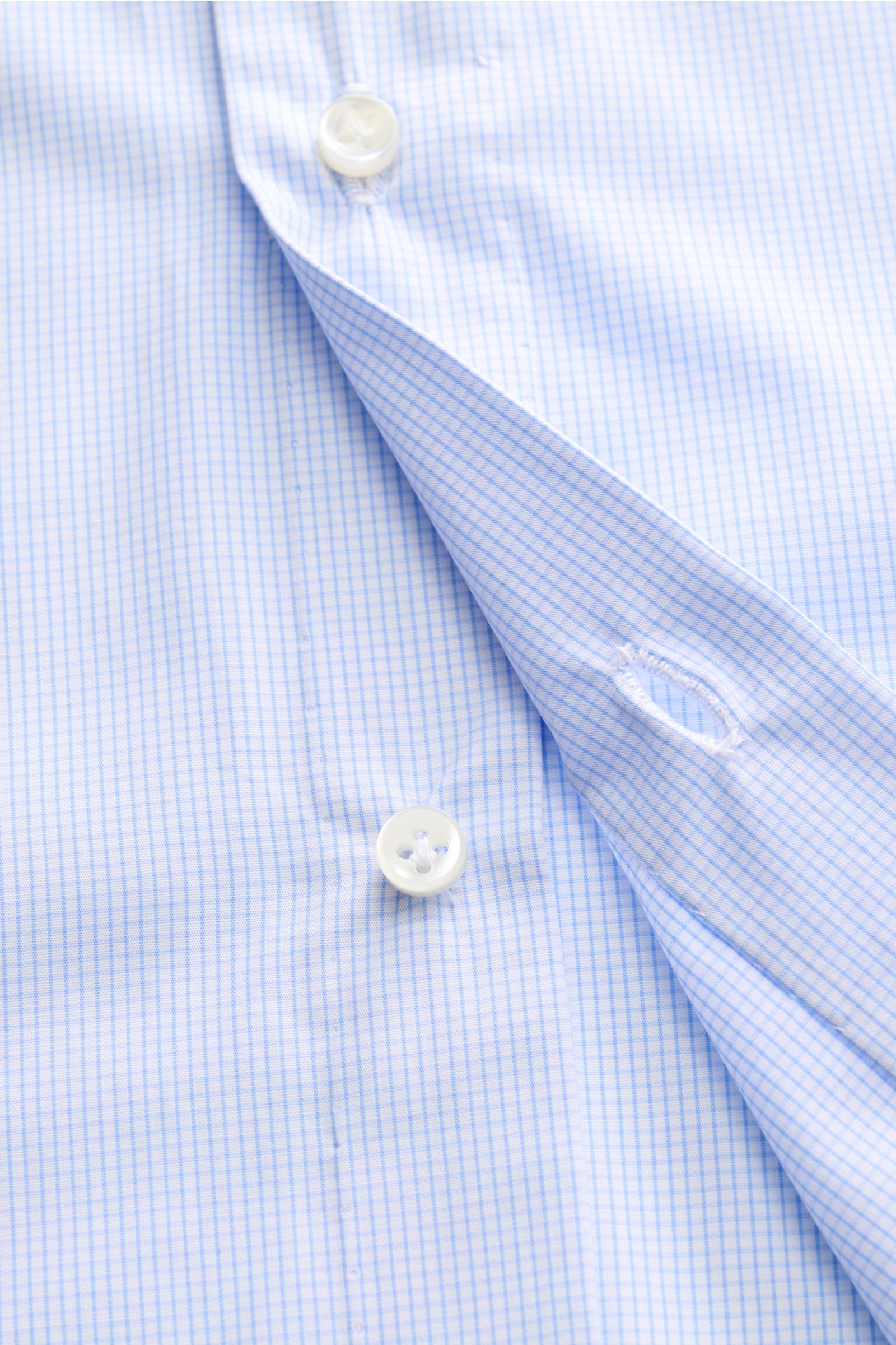 Borrelli Business shirt 'Nando' shark collar light blue/white checked