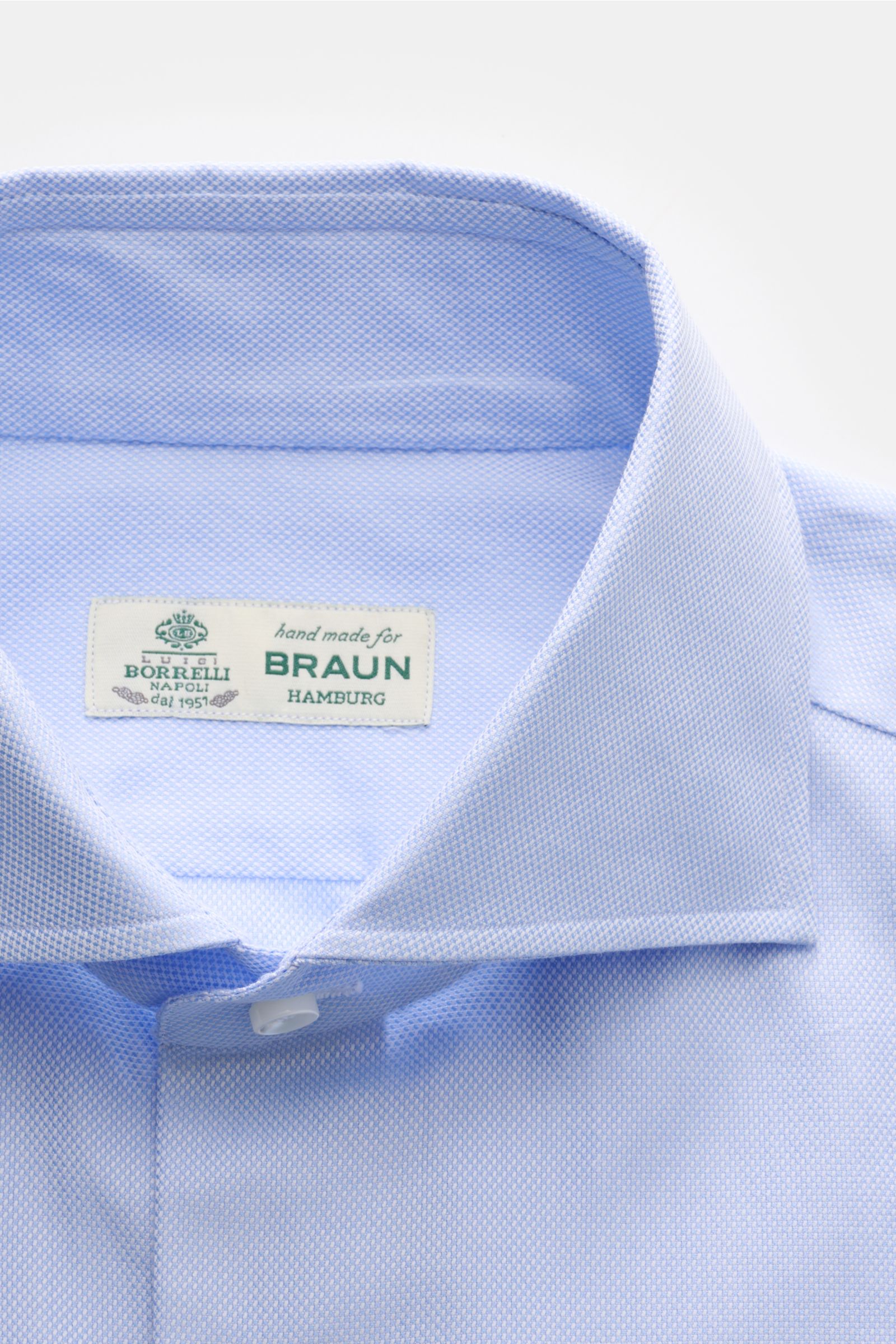 Borrelli Business Hemd 'Nando' Haifisch-Kragen hellblau