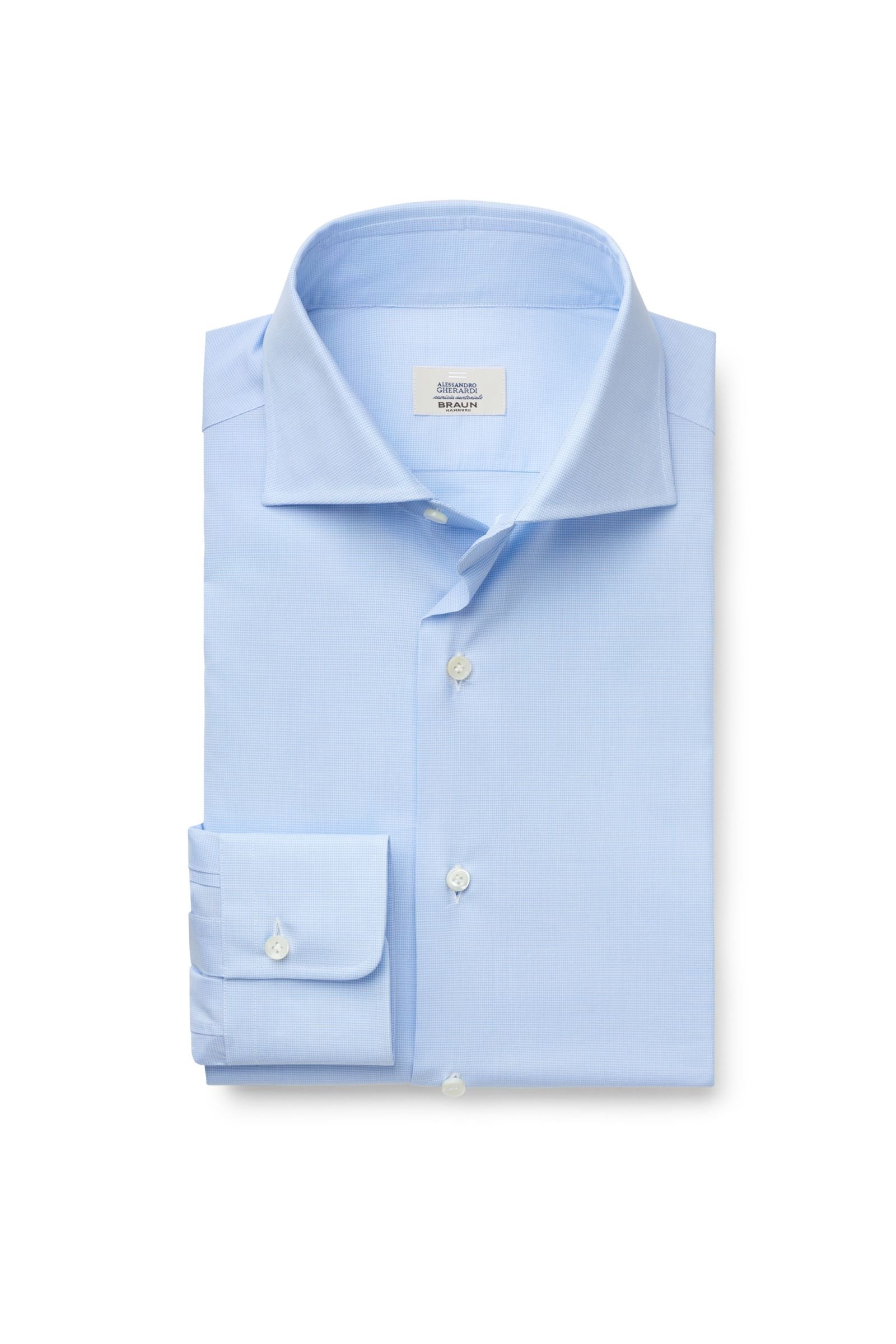 Business shirt shark collar light blue patterned