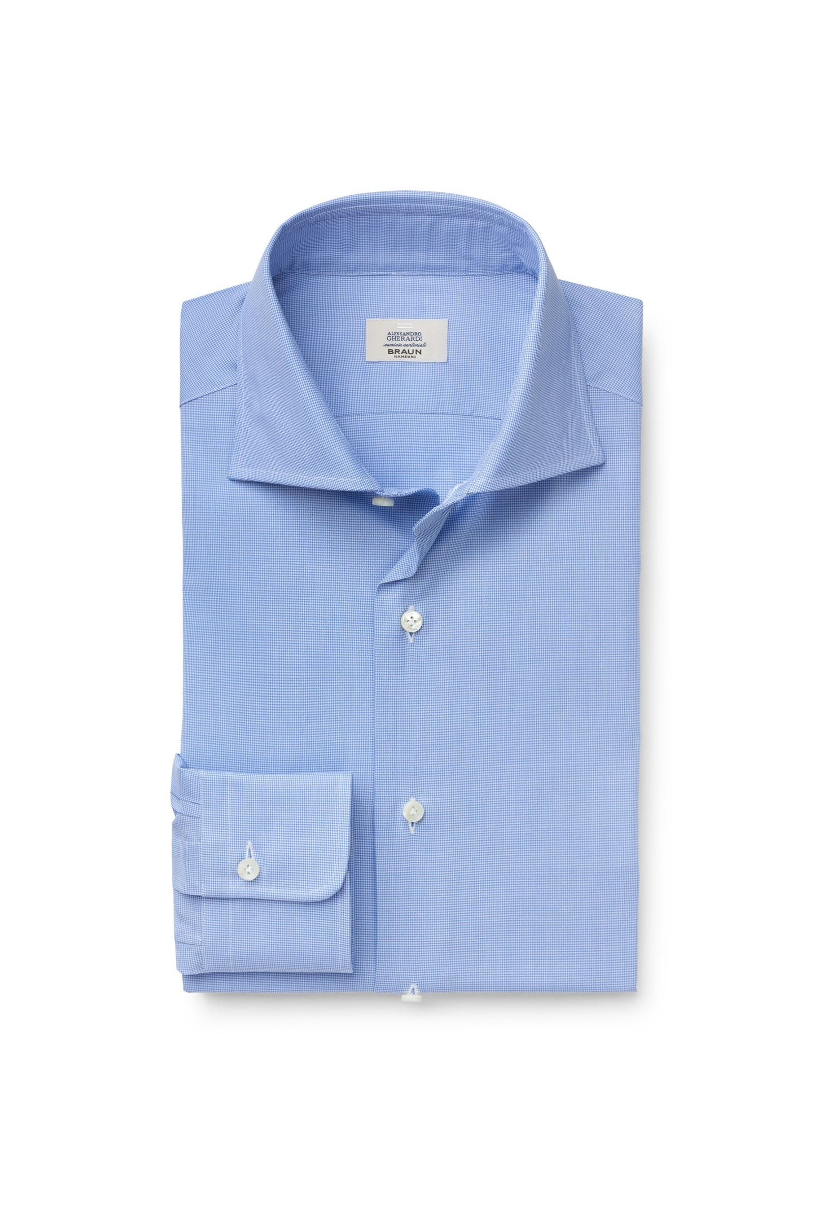 Business shirt shark collar blue patterned
