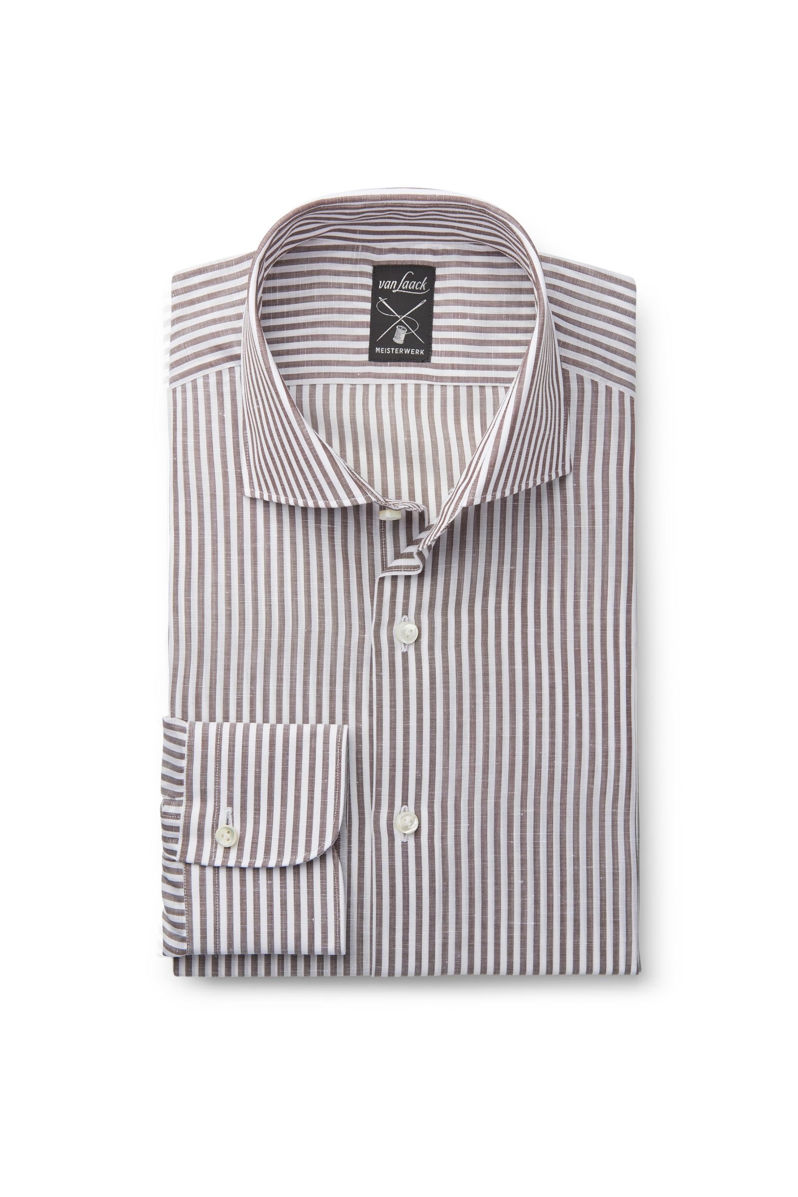 Business shirt 'Mivara Tailor Fit' shark collar brown striped