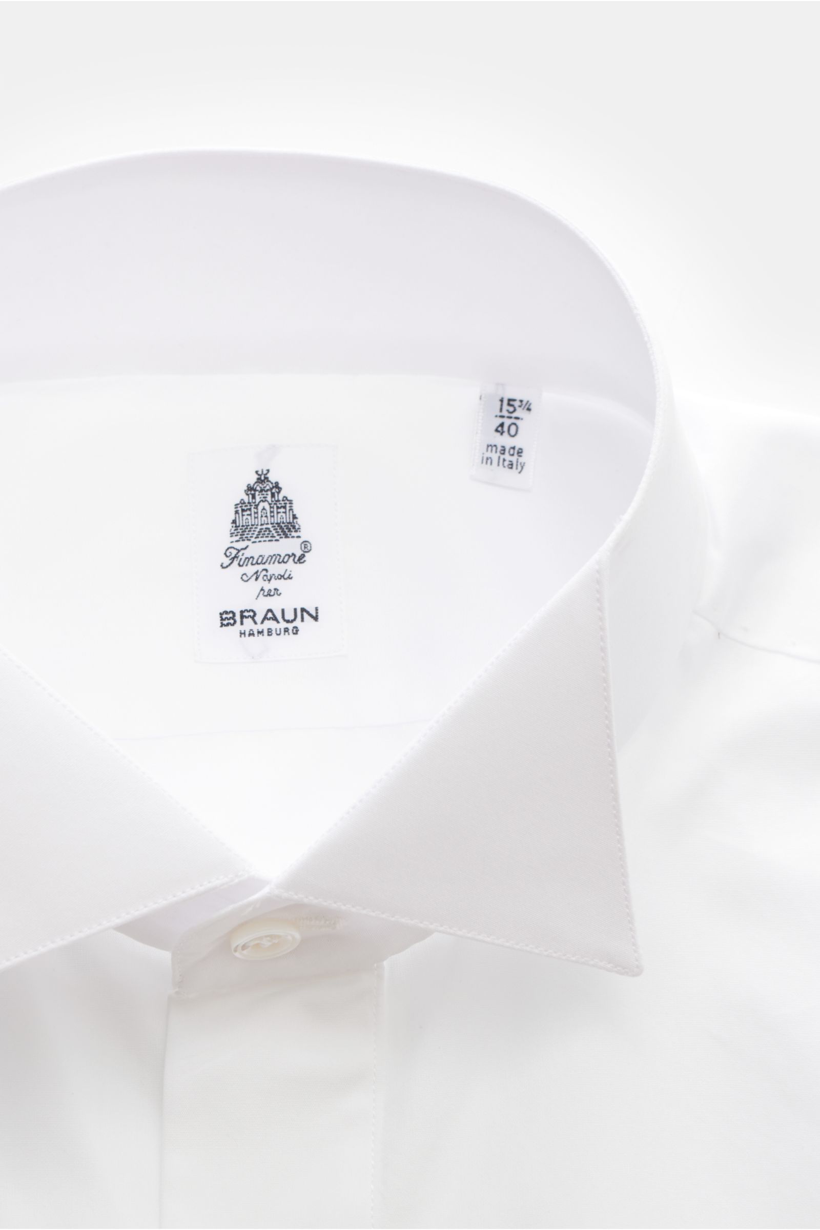 Finamore Smokinghemd 'Luciano' Kläppchen-Kragen weiß