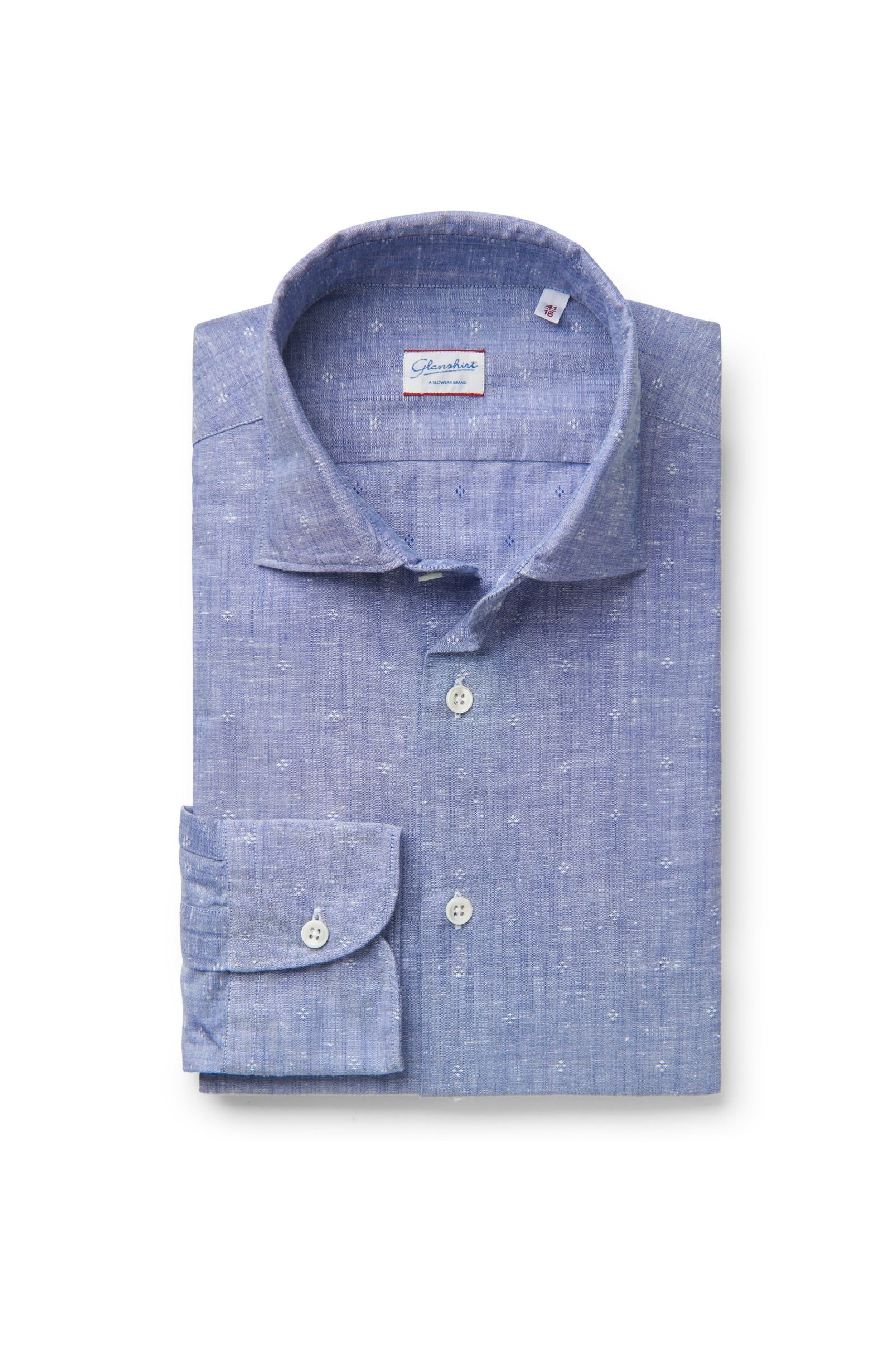 Casual shirt 'Ween' slim collar smoky blue patterned
