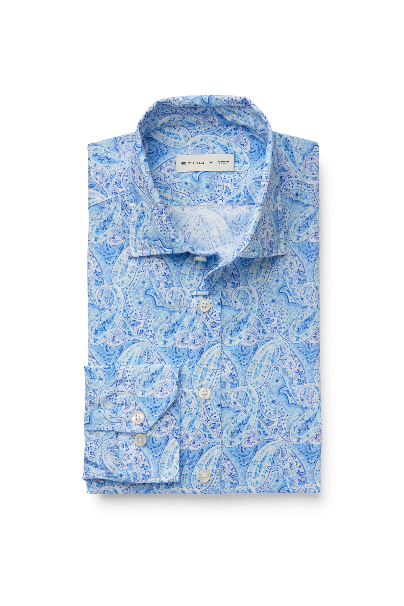 Casual shirt slim collar light blue patterned