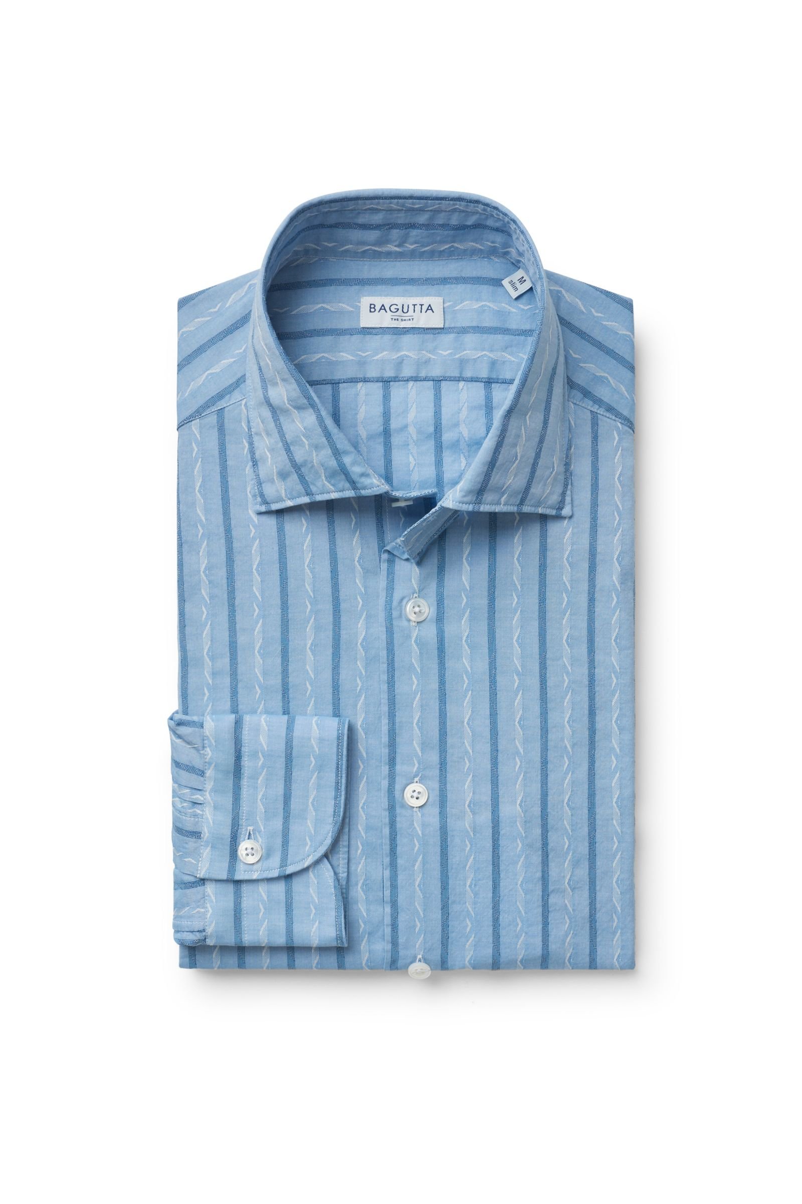 Casual shirt with Kent collar smoky blue patterned