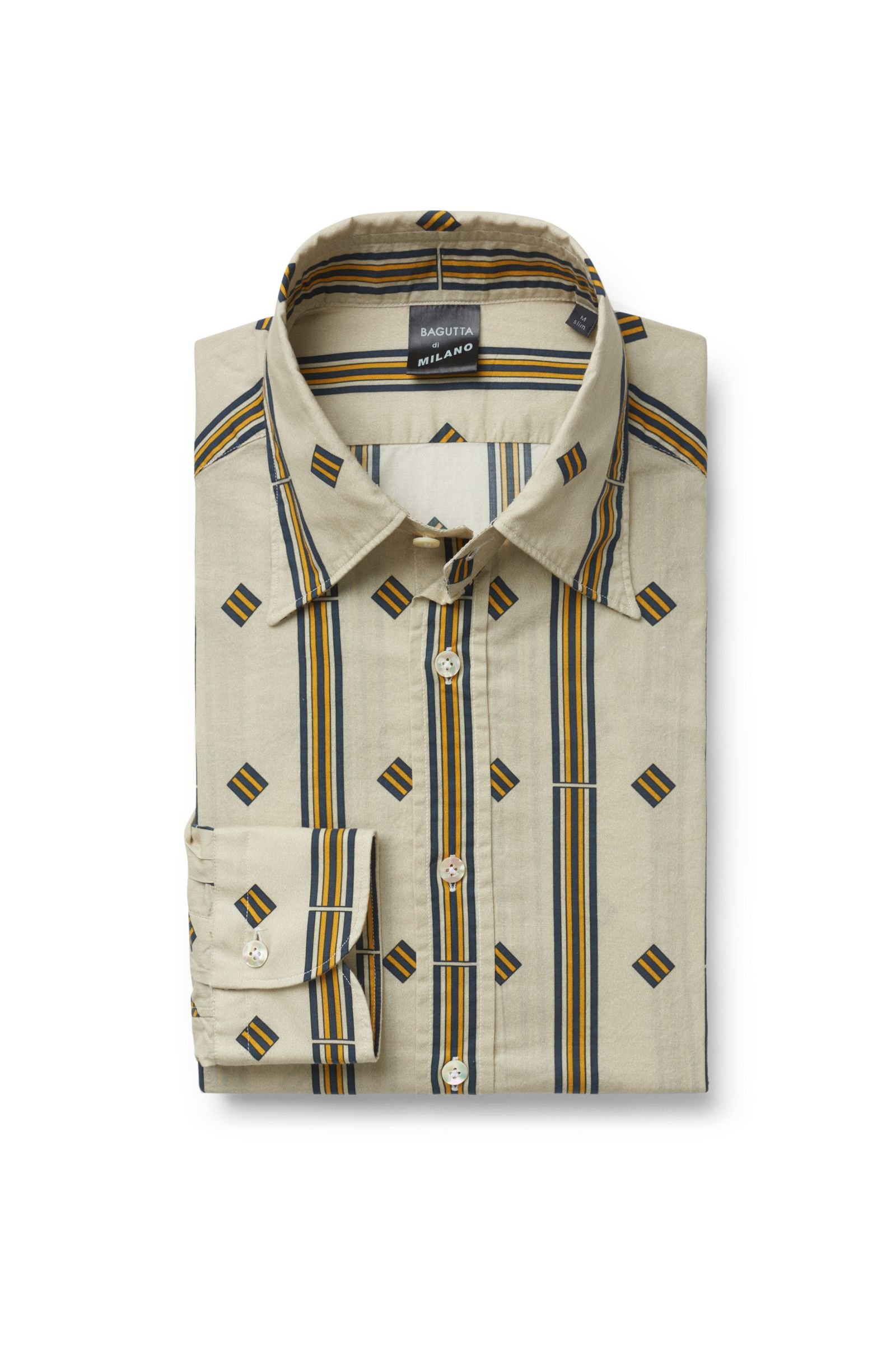 Casual shirt Kent collar beige patterned