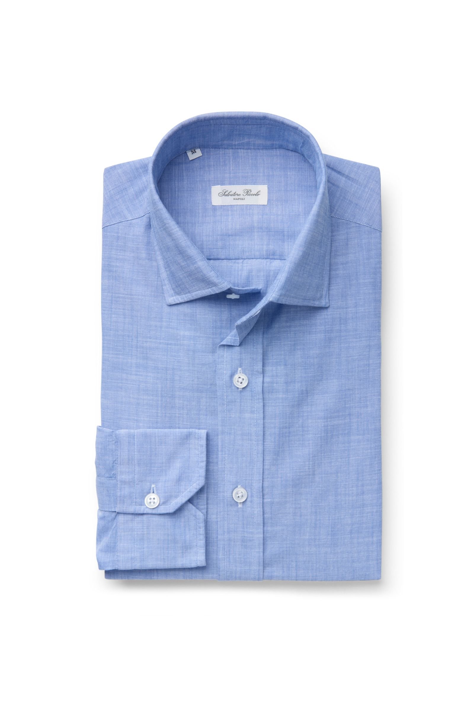 Casual shirt with a shark collar, smoky blue