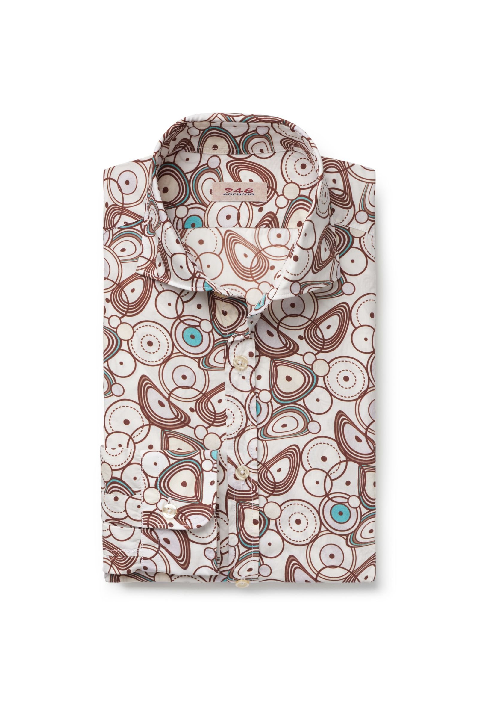 Casual shirt slim collar brown patterned