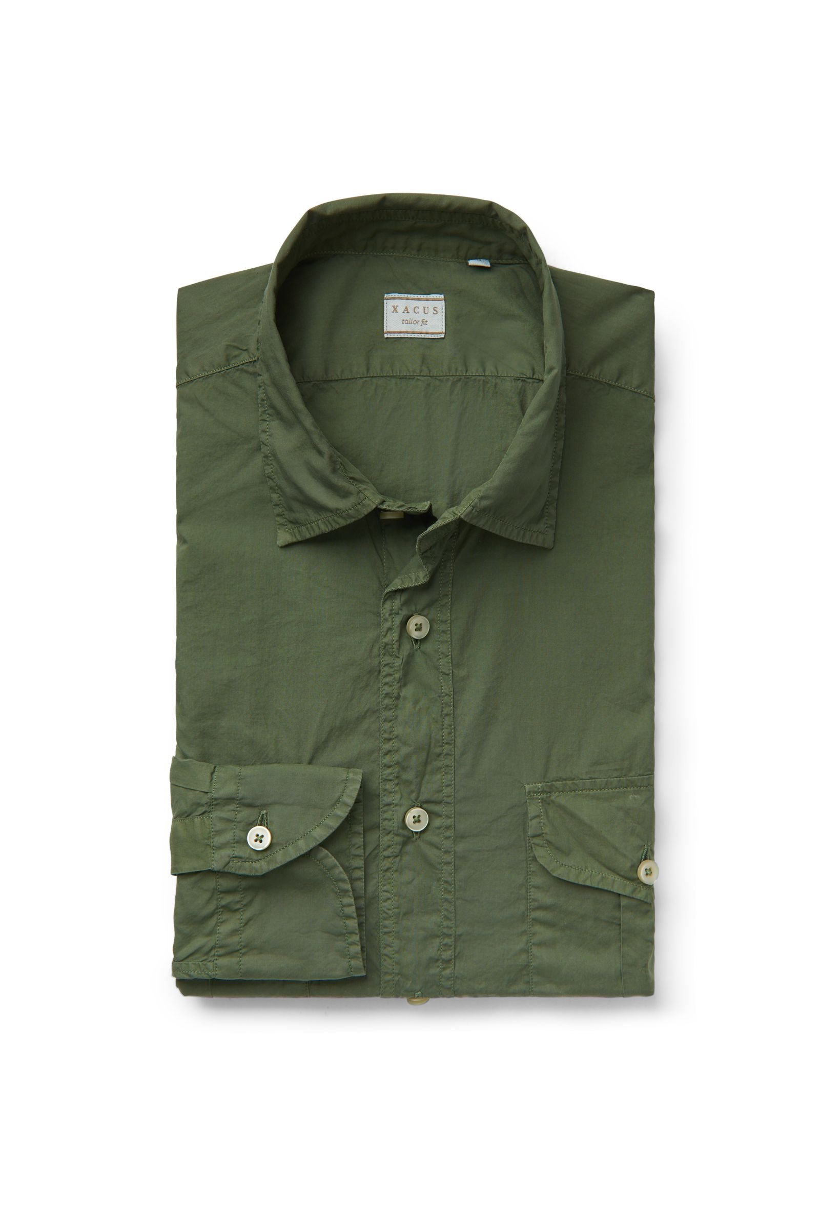 Casual shirt 'Tailor Fit' slim collar olive