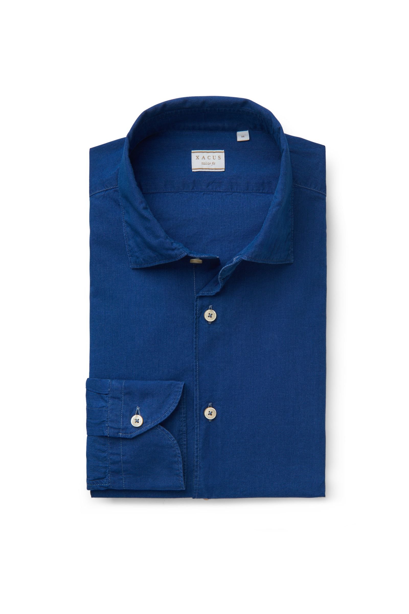 Chambray shirt 'Tailor Fit' slim collar dark blue