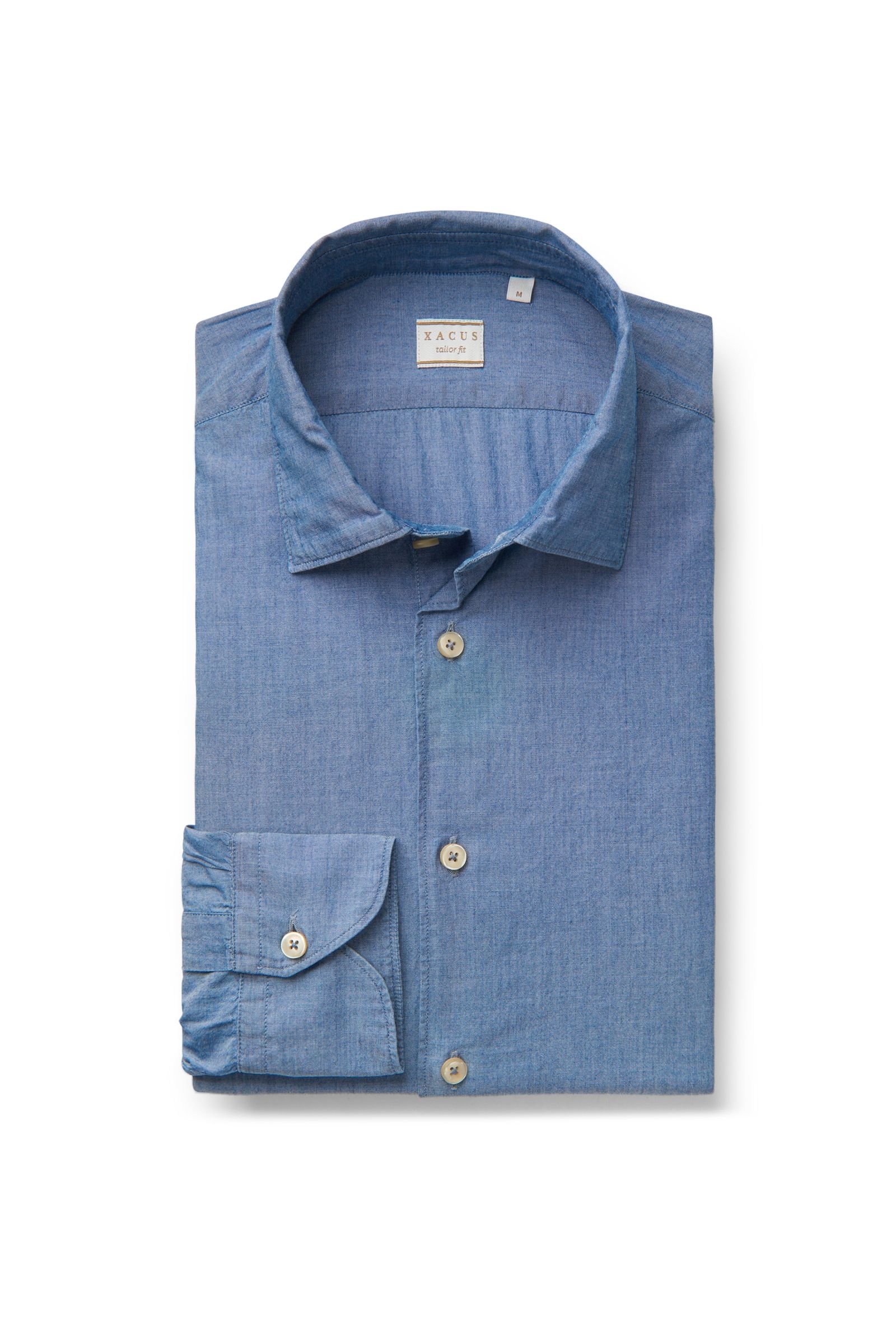 Chambray shirt 'Tailor Fit' slim collar grey-blue