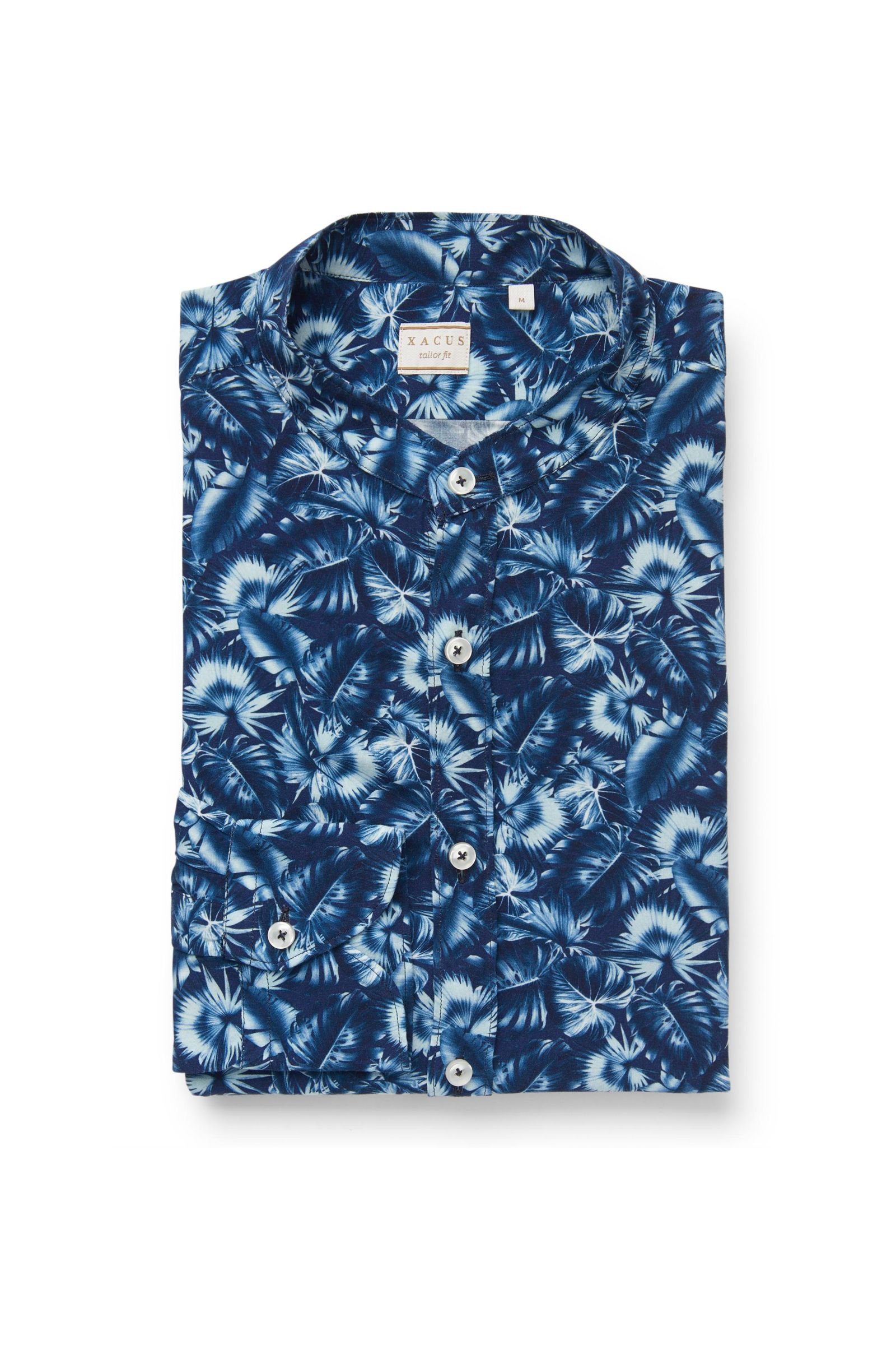 Casual shirt grandad collar blue patterned