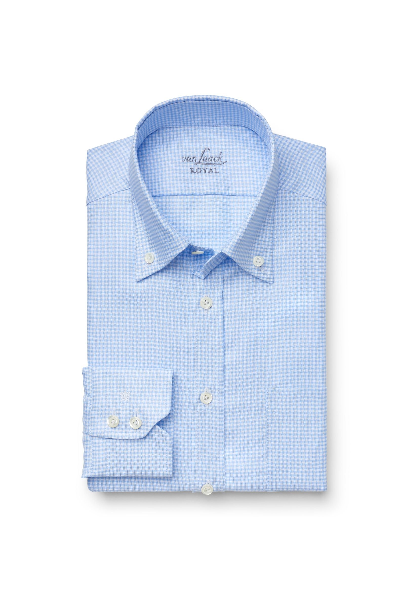 Casual shirt 'Ralon Tailor Fit' button-down collar light blue checked