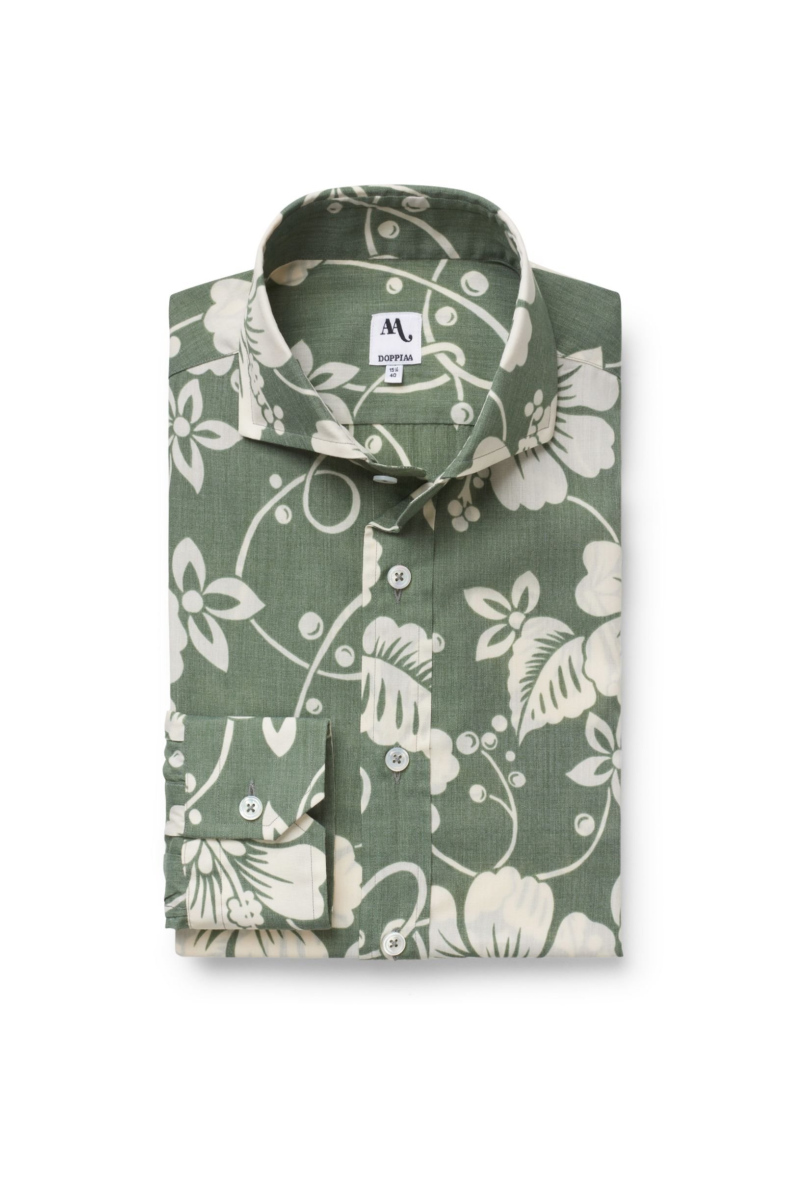 Casual shirt 'Aalassio' shark collar olive patterned