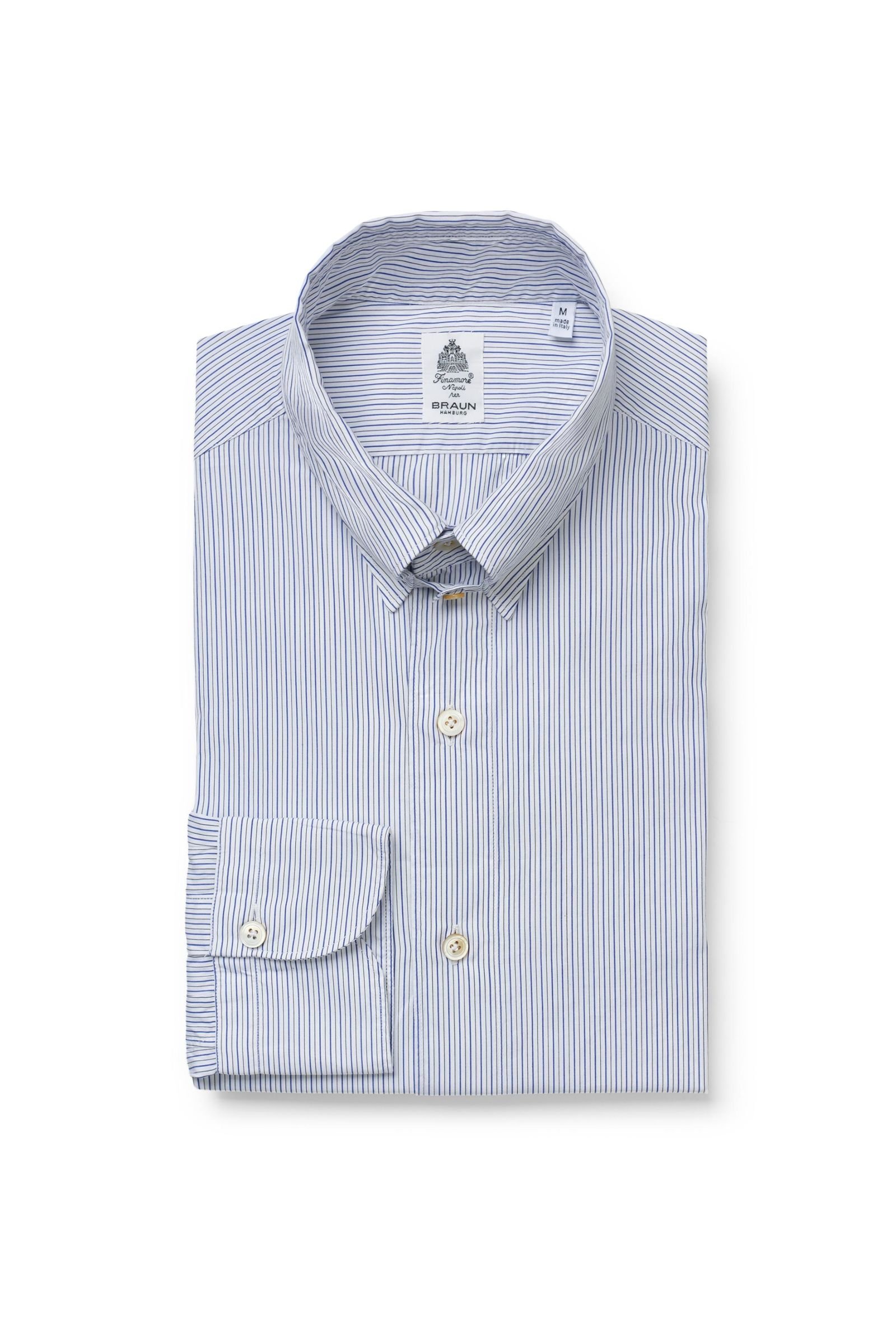 Casual shirt 'Augusto Tokyo' English collar dark blue/white striped