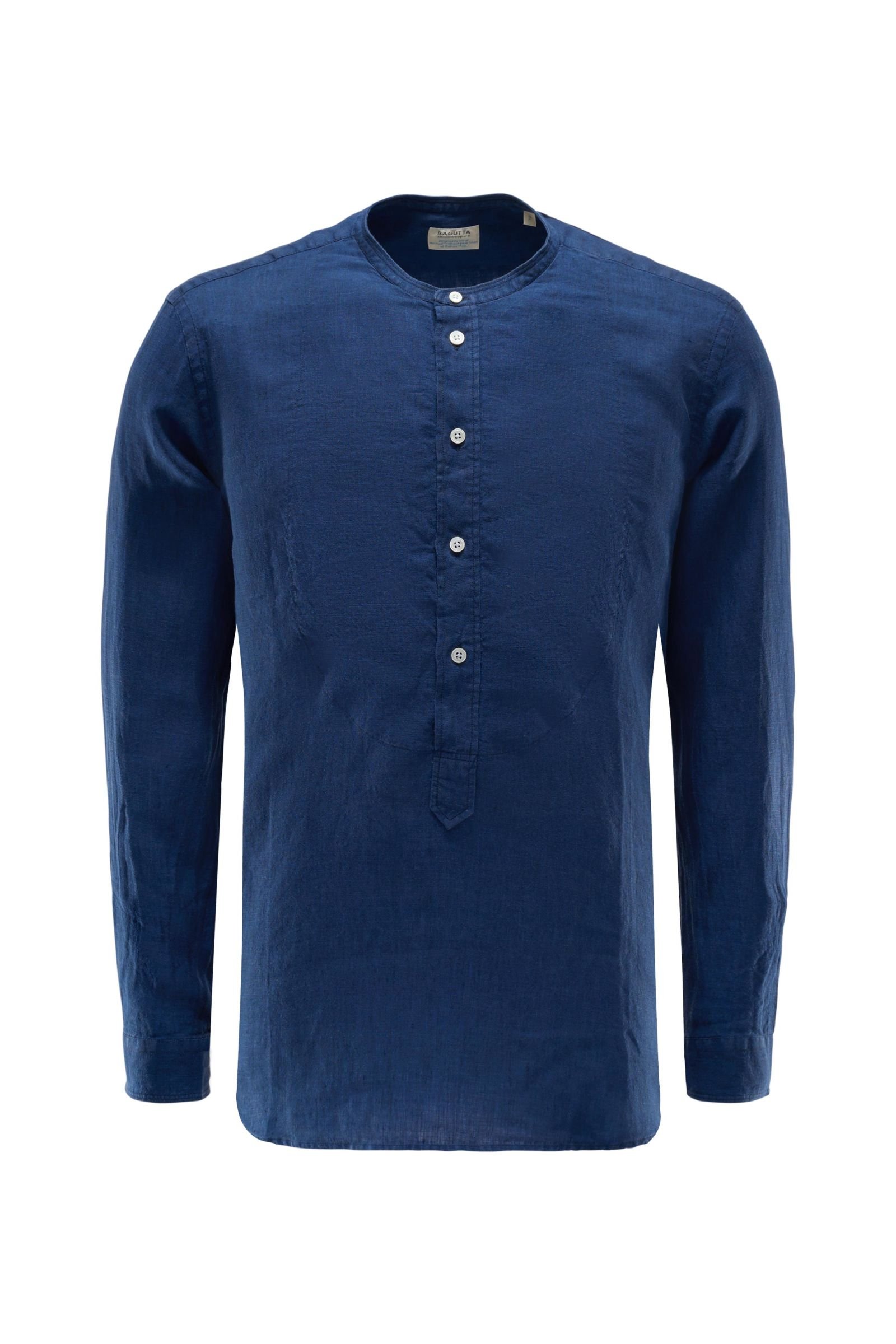 Linen popover shirt 'Harbour' grandad collar navy
