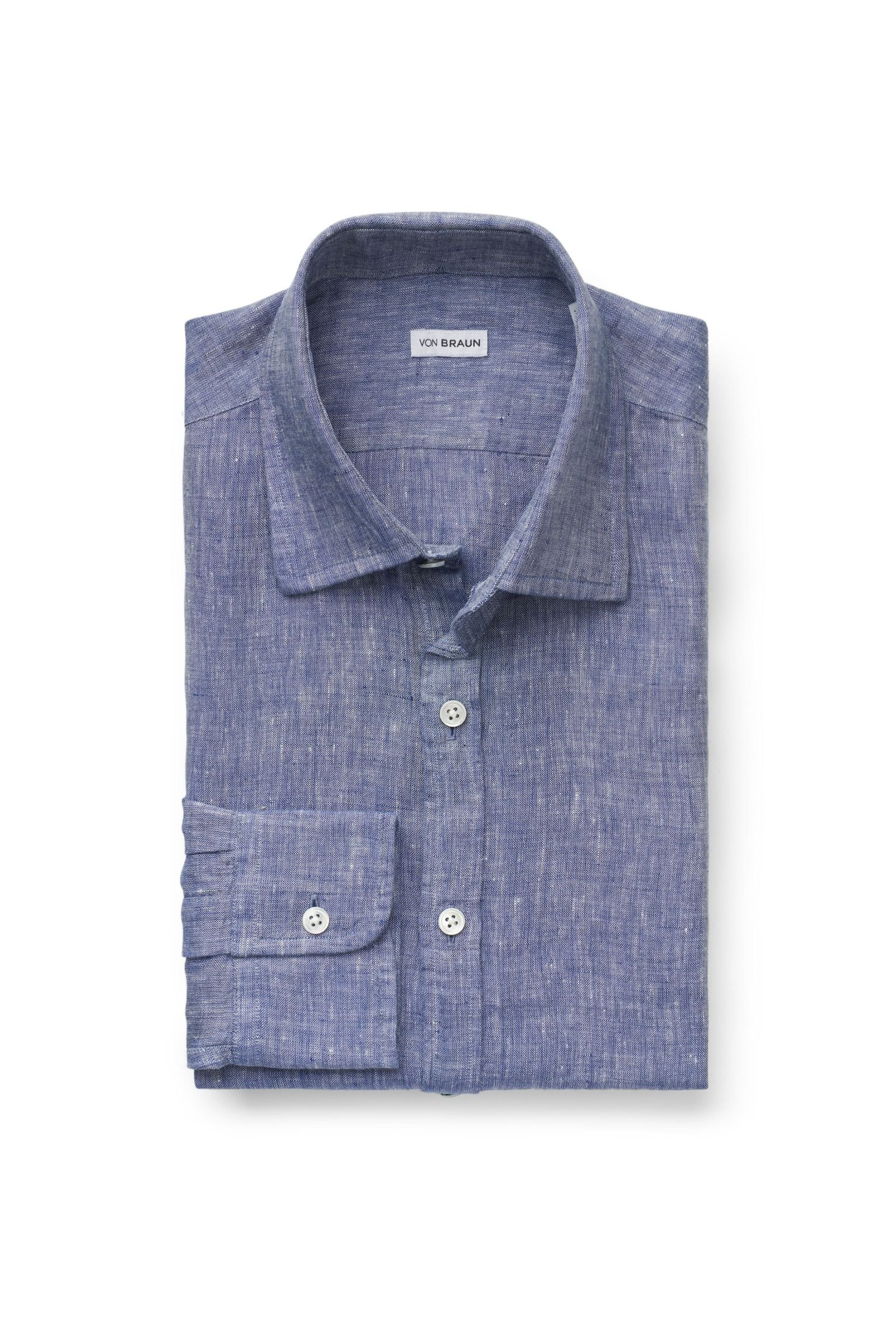 Linen shirt Kent collar grey-blue