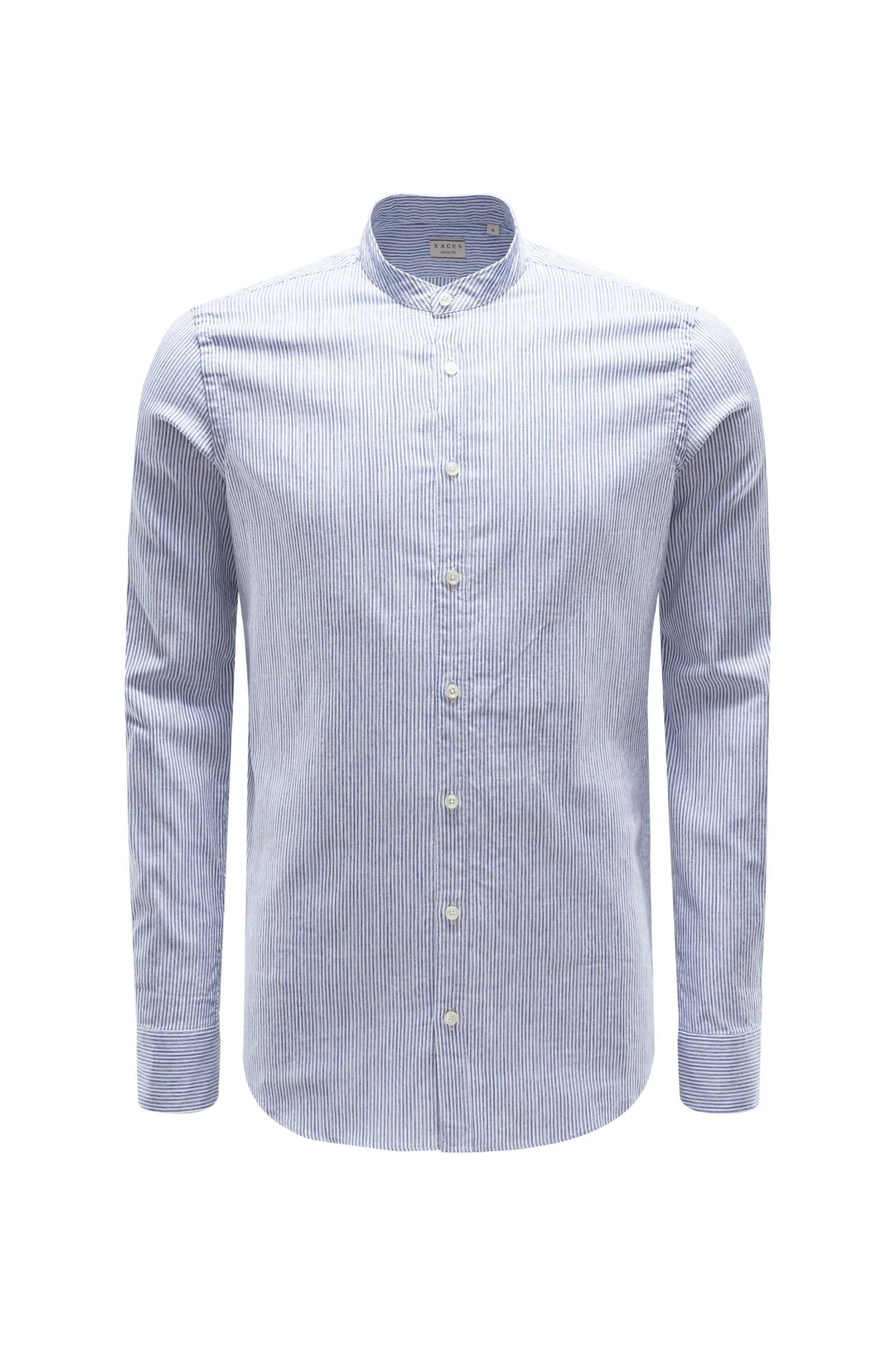 Casual shirt 'Tailor Fit' grandad collar grey-blue/white striped