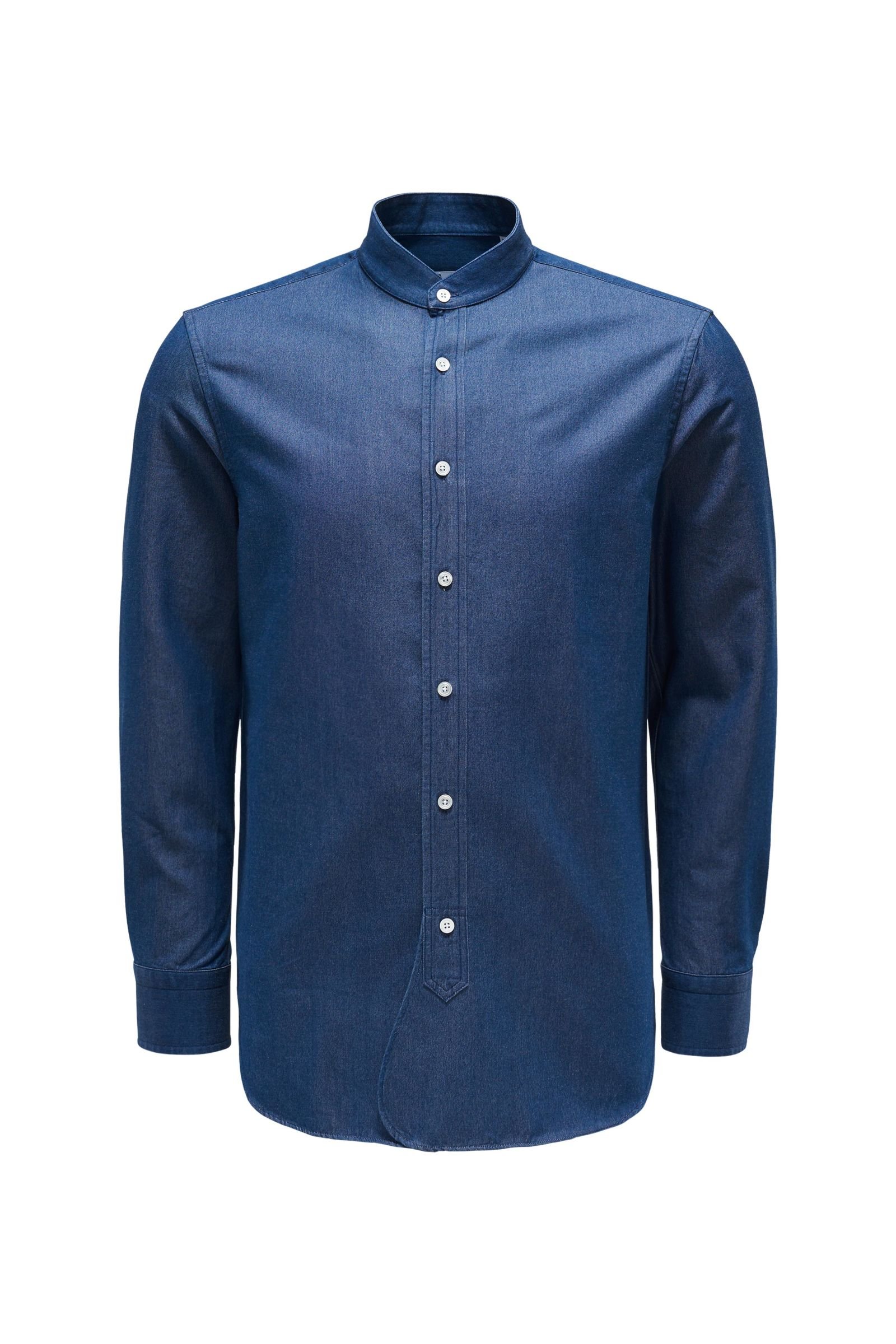 Denim shirt 'Aamilcare' grandad collar dark blue