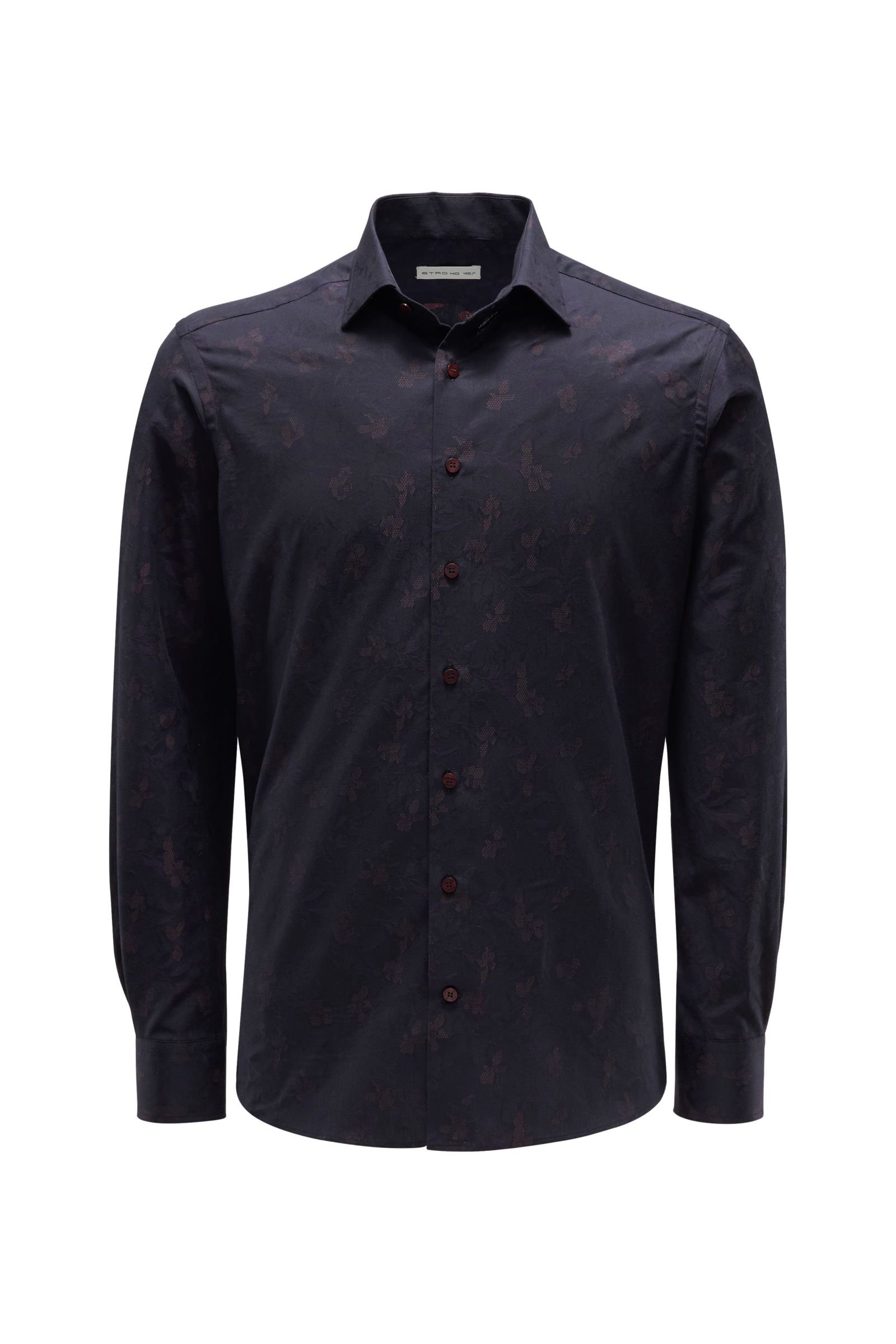 Jacquard shirt 'New Warrant' slim collar dark navy patterned