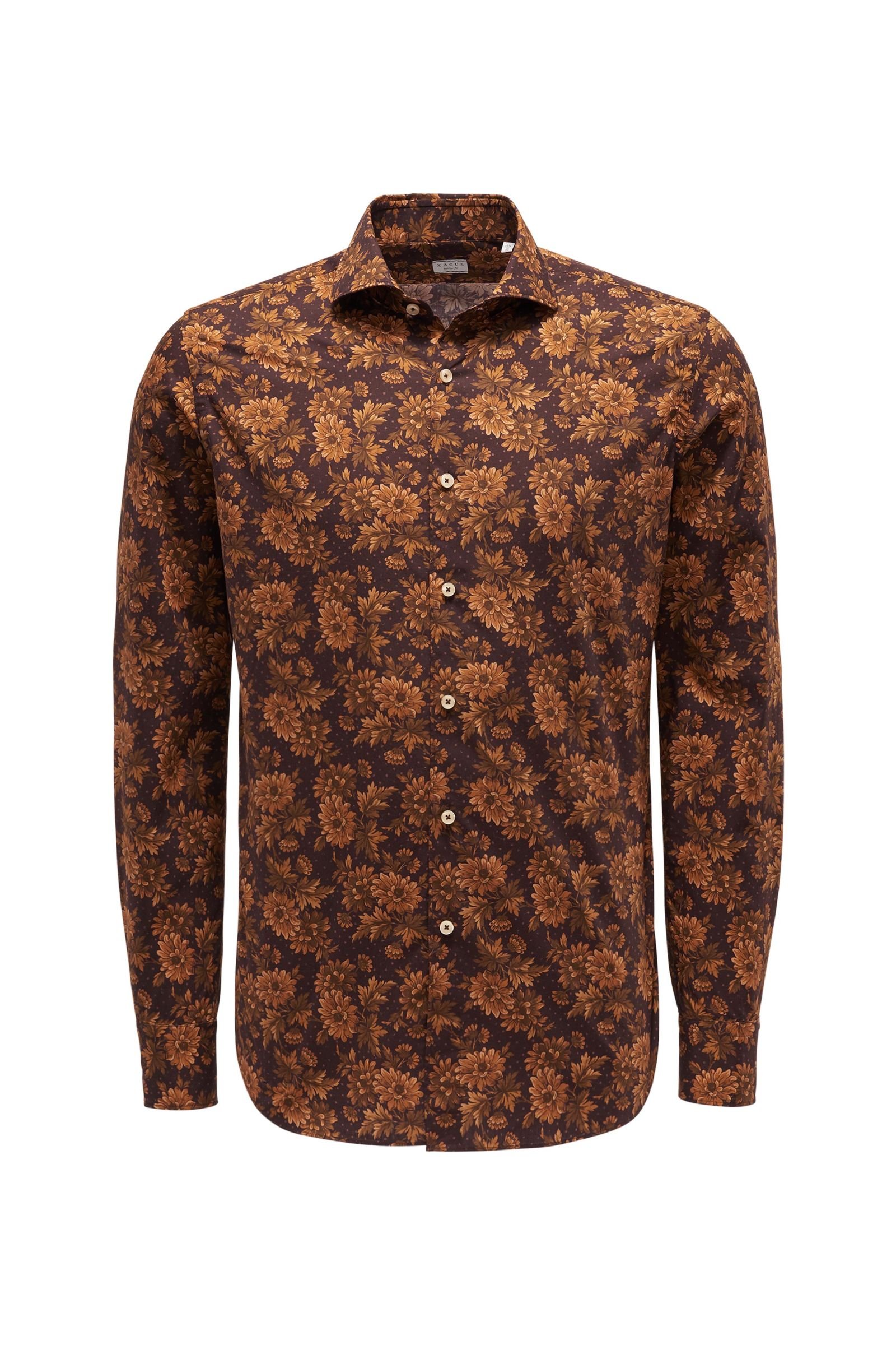 Casual shirt 'Tailor Fit' shark collar rust brown patterned