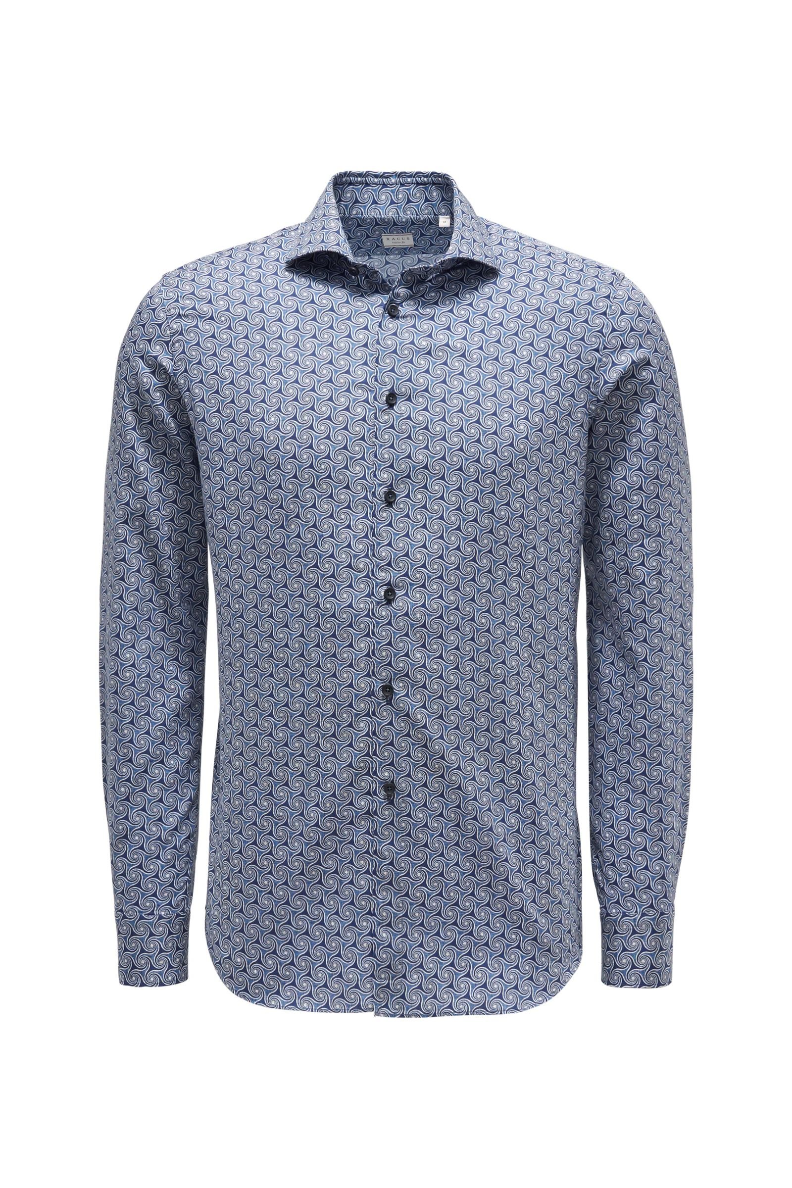 Casual shirt 'Tailor Fit' shark collar navy patterned