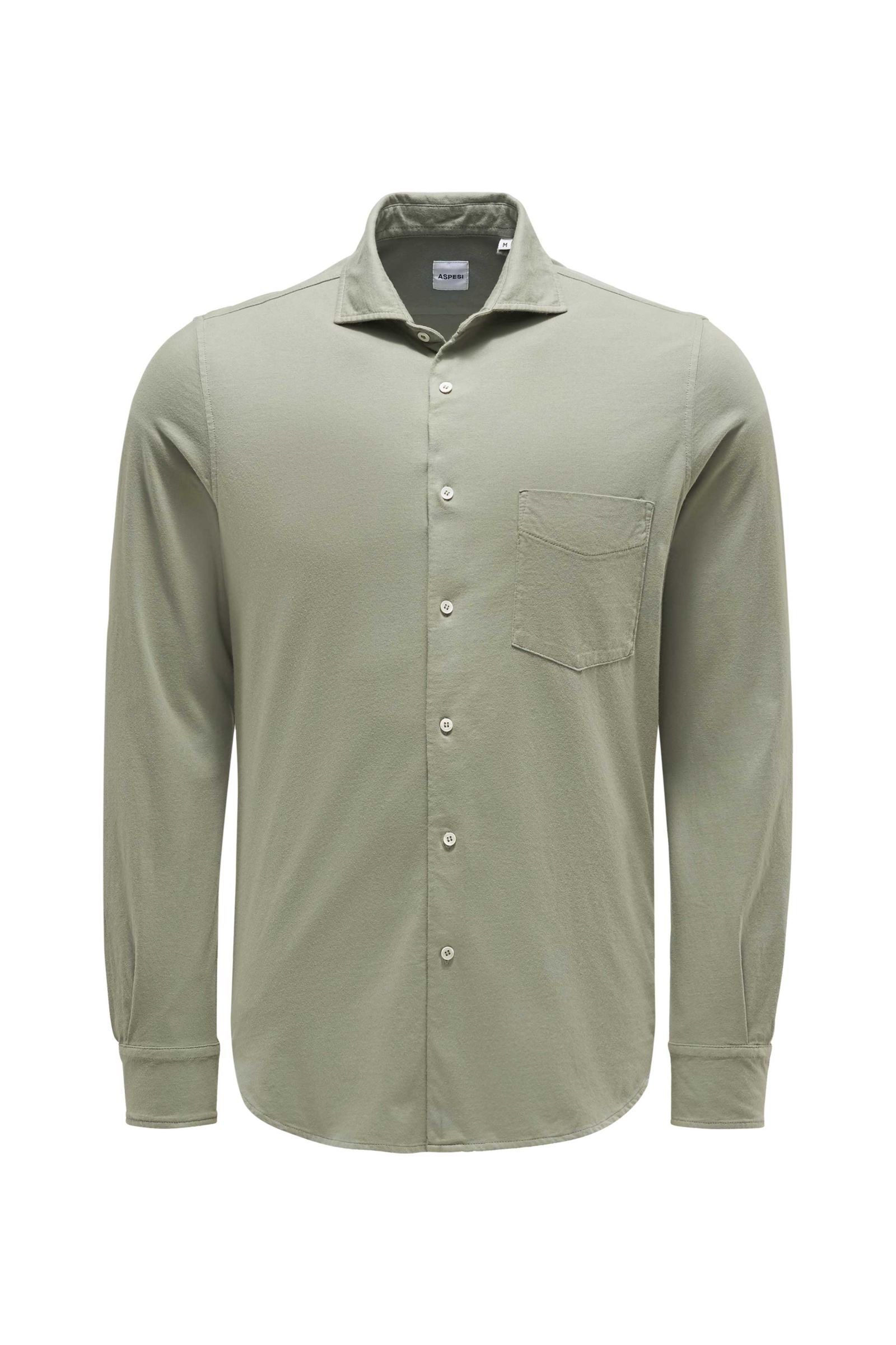 Jersey shirt shark collar grey-green