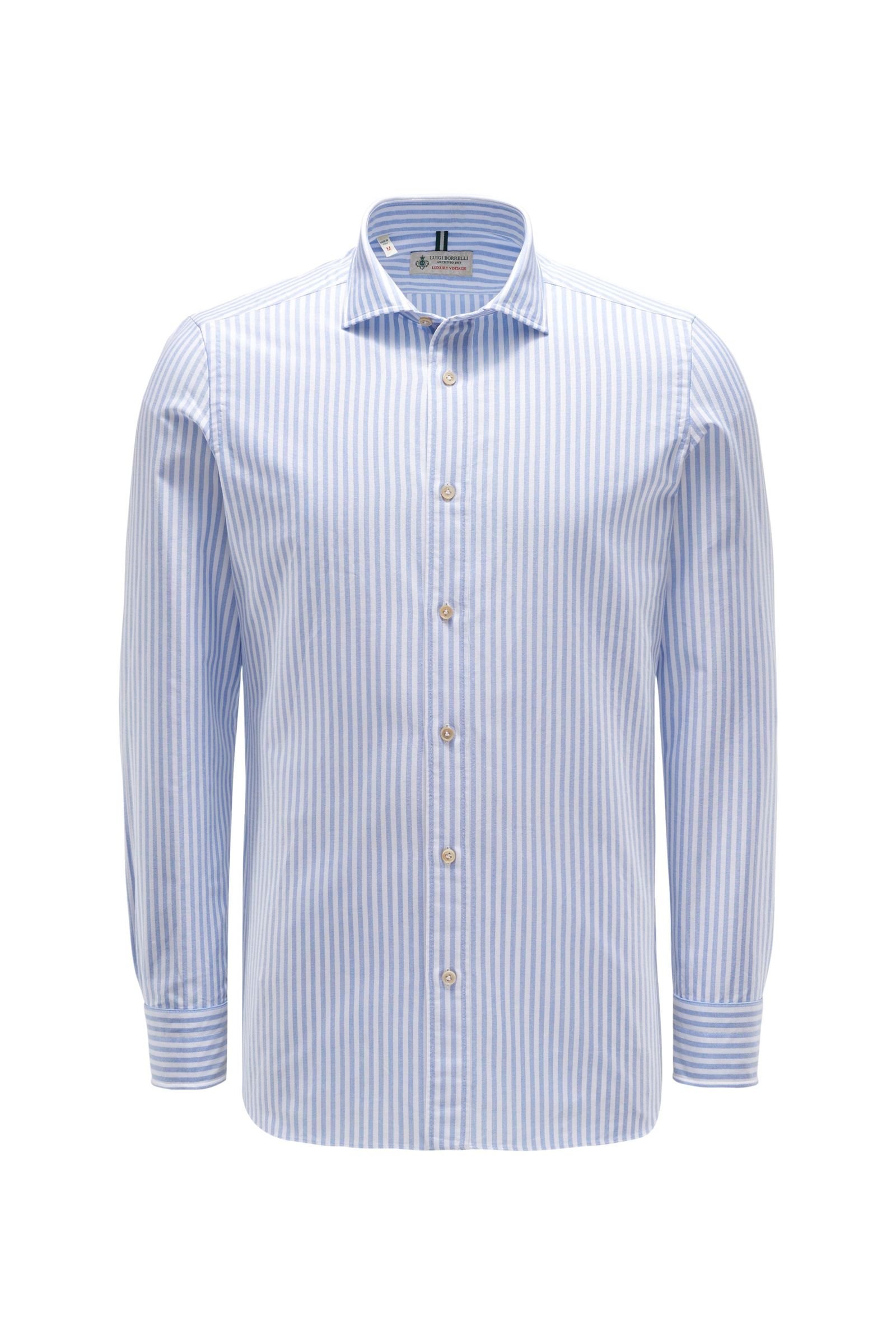 Oxfordhemd schmaler Kragen hellblau/weiß gestreift