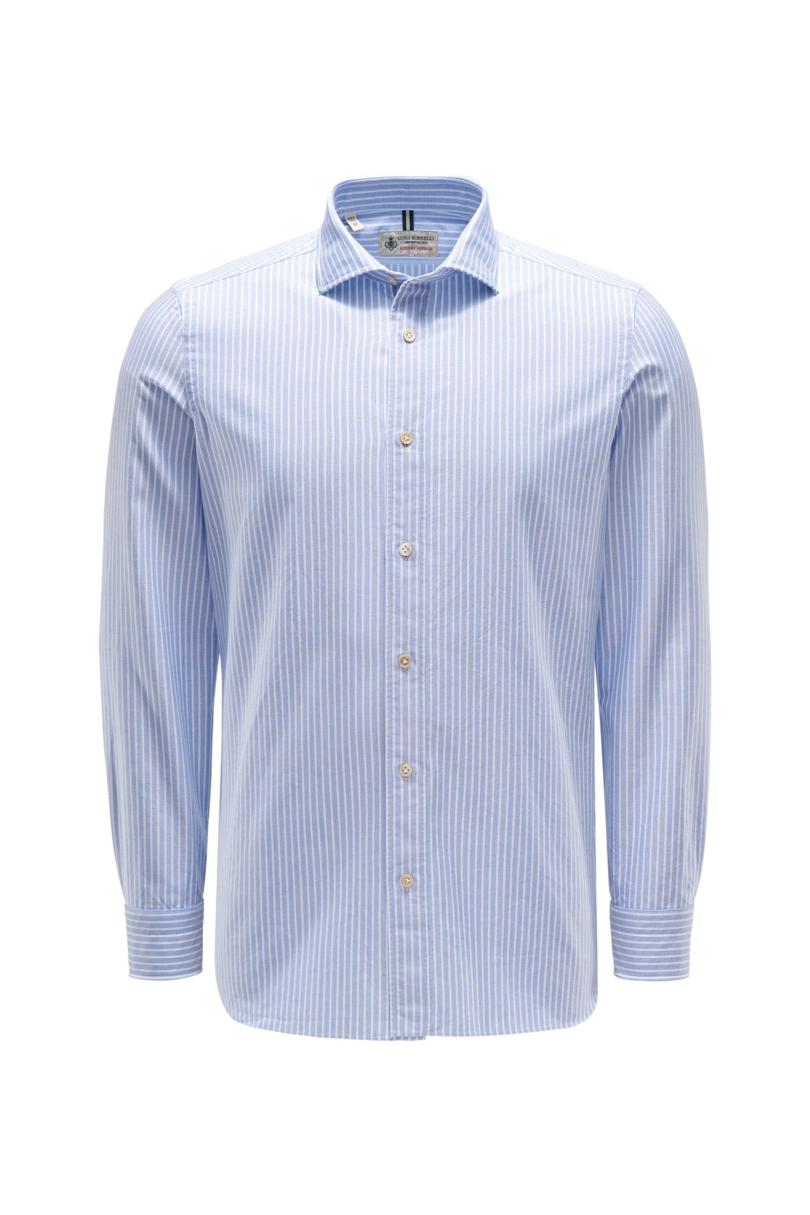 Oxfordhemd schmaler Kragen hellblau/weiß gestreift