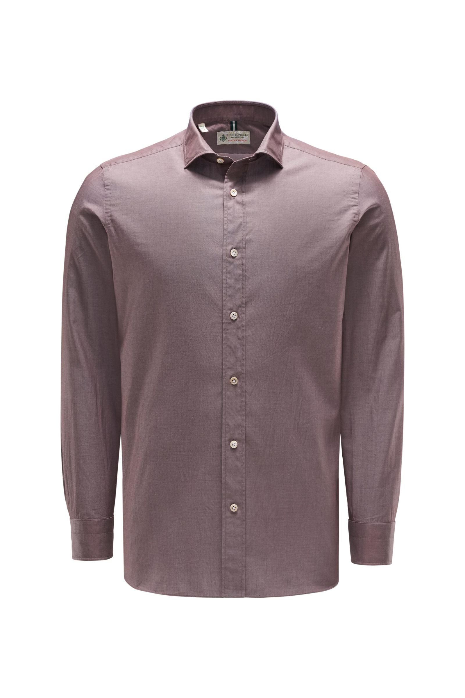 Chambray shirt slim collar grey-brown
