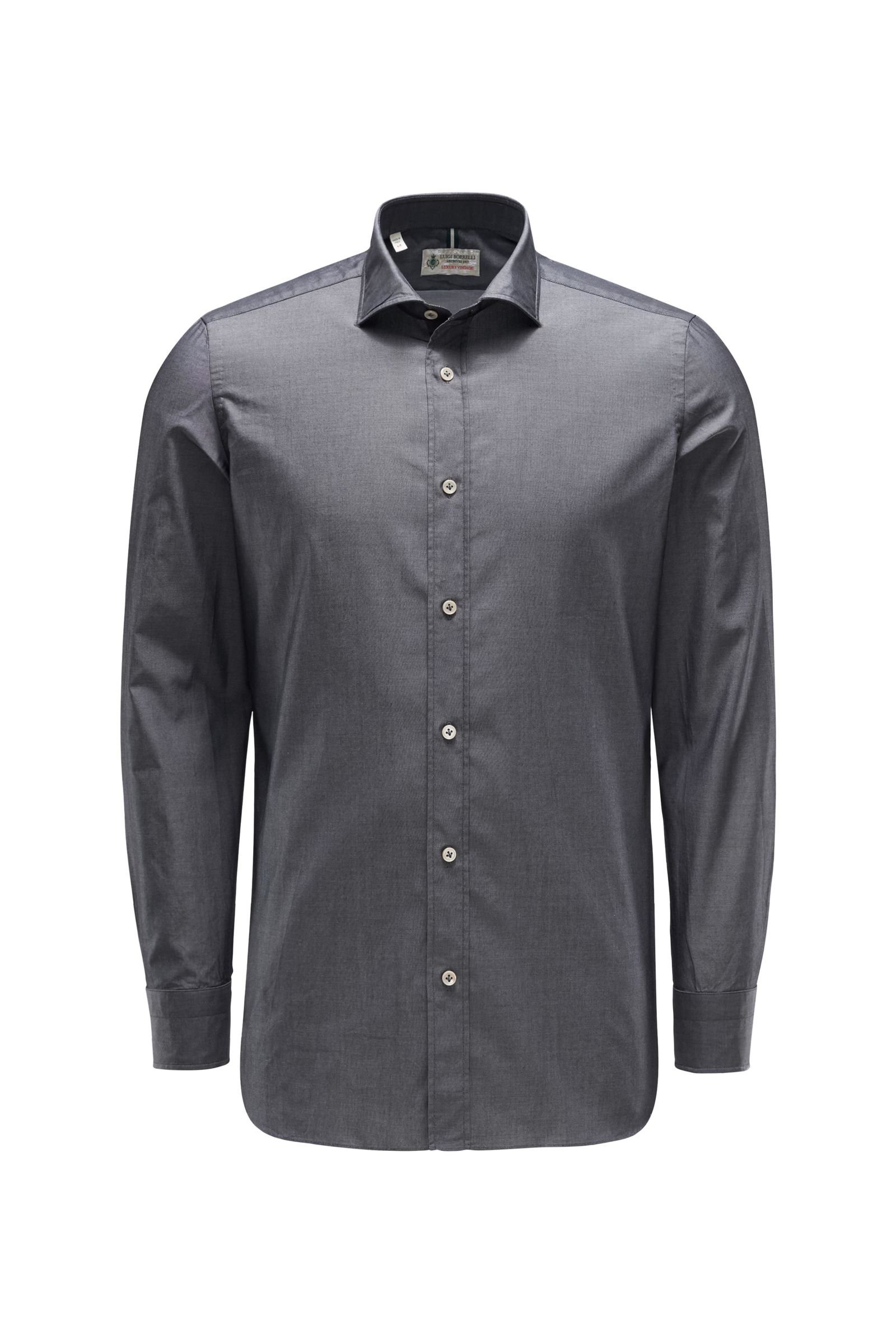 Chambray shirt slim collar dark grey