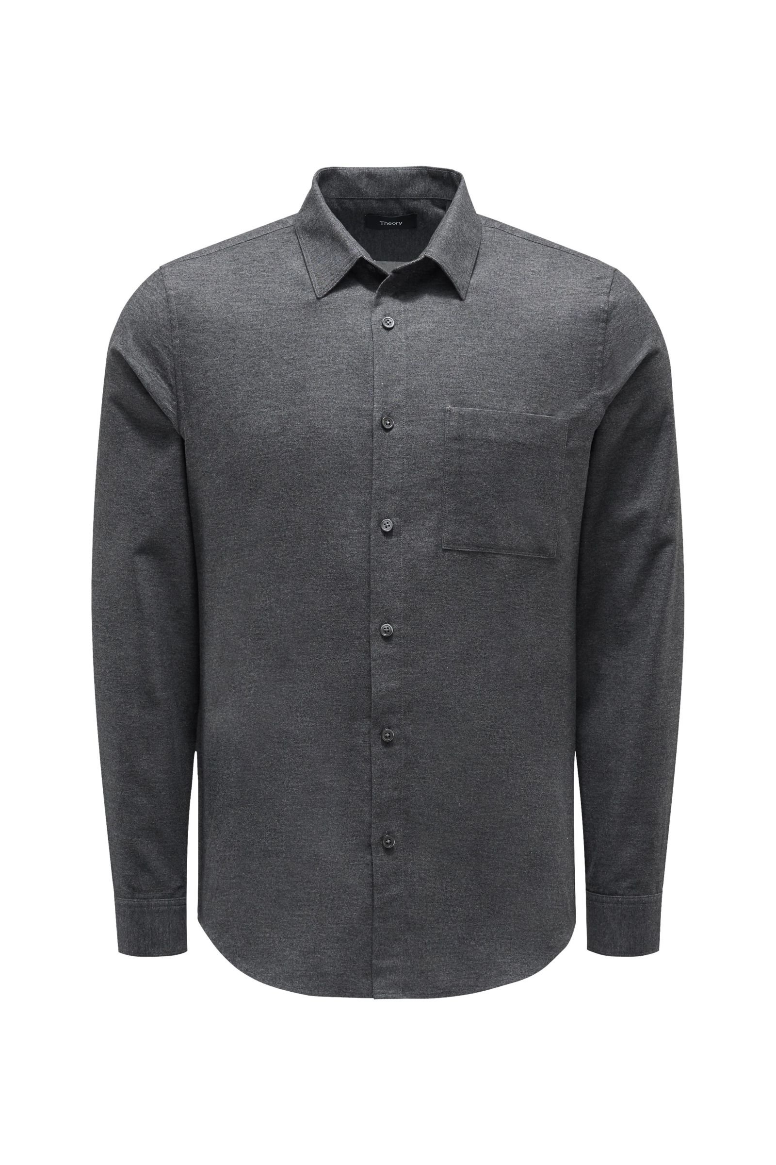 Flannel shirt 'Irving' slim collar grey