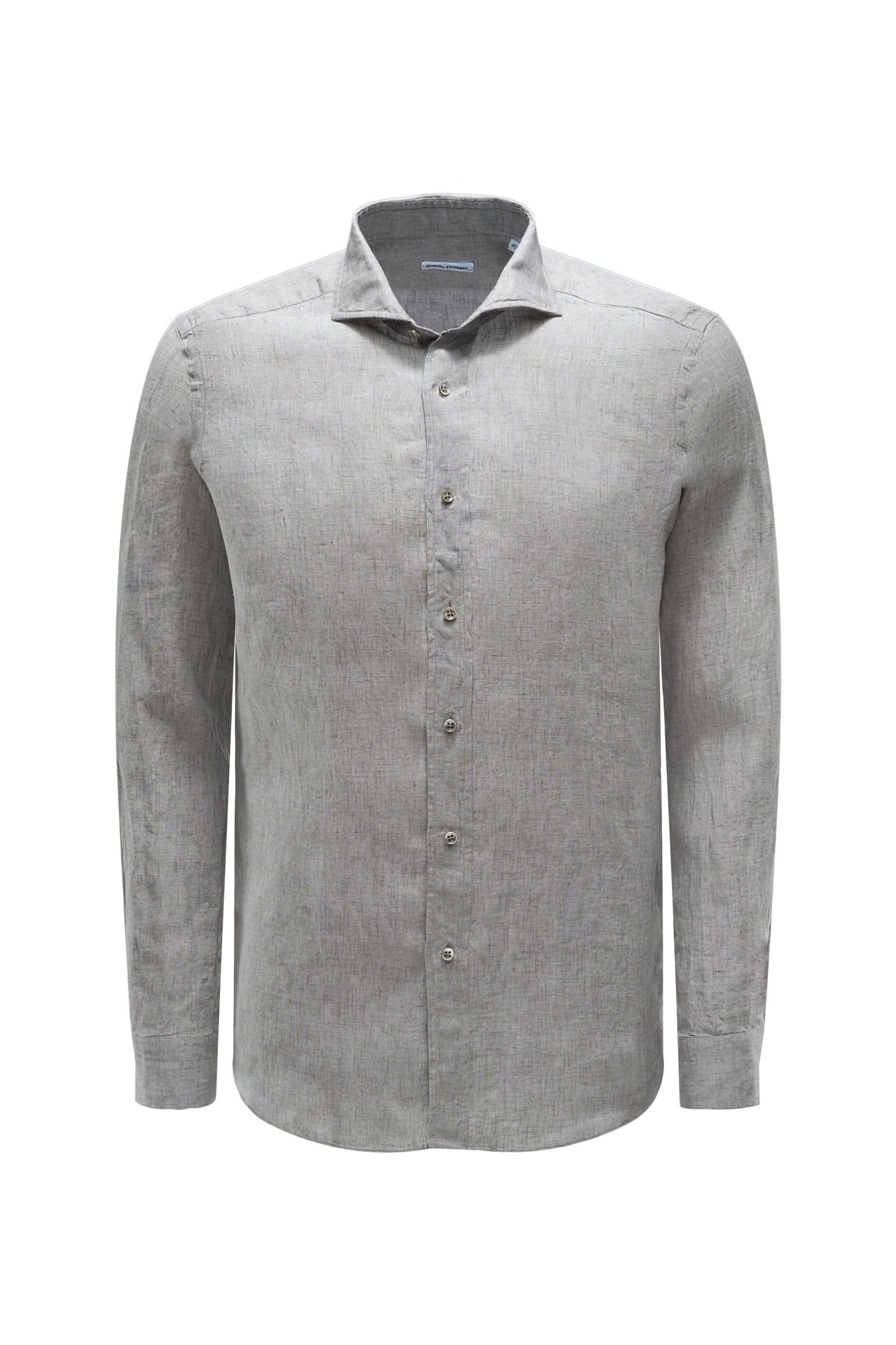 Linen shirt 'Torino' shark collar grey