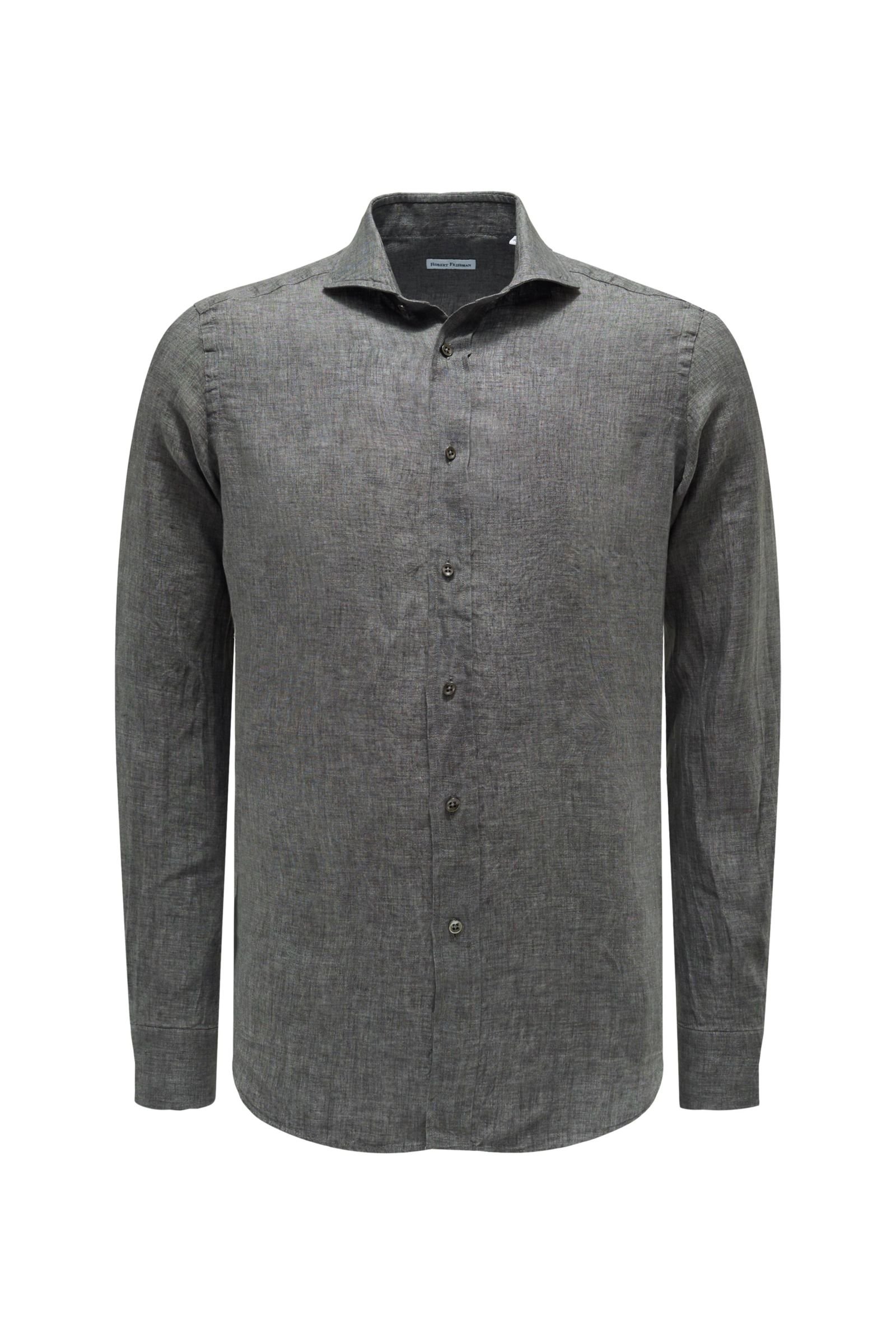Linen shirt 'Torino' shark collar dark grey