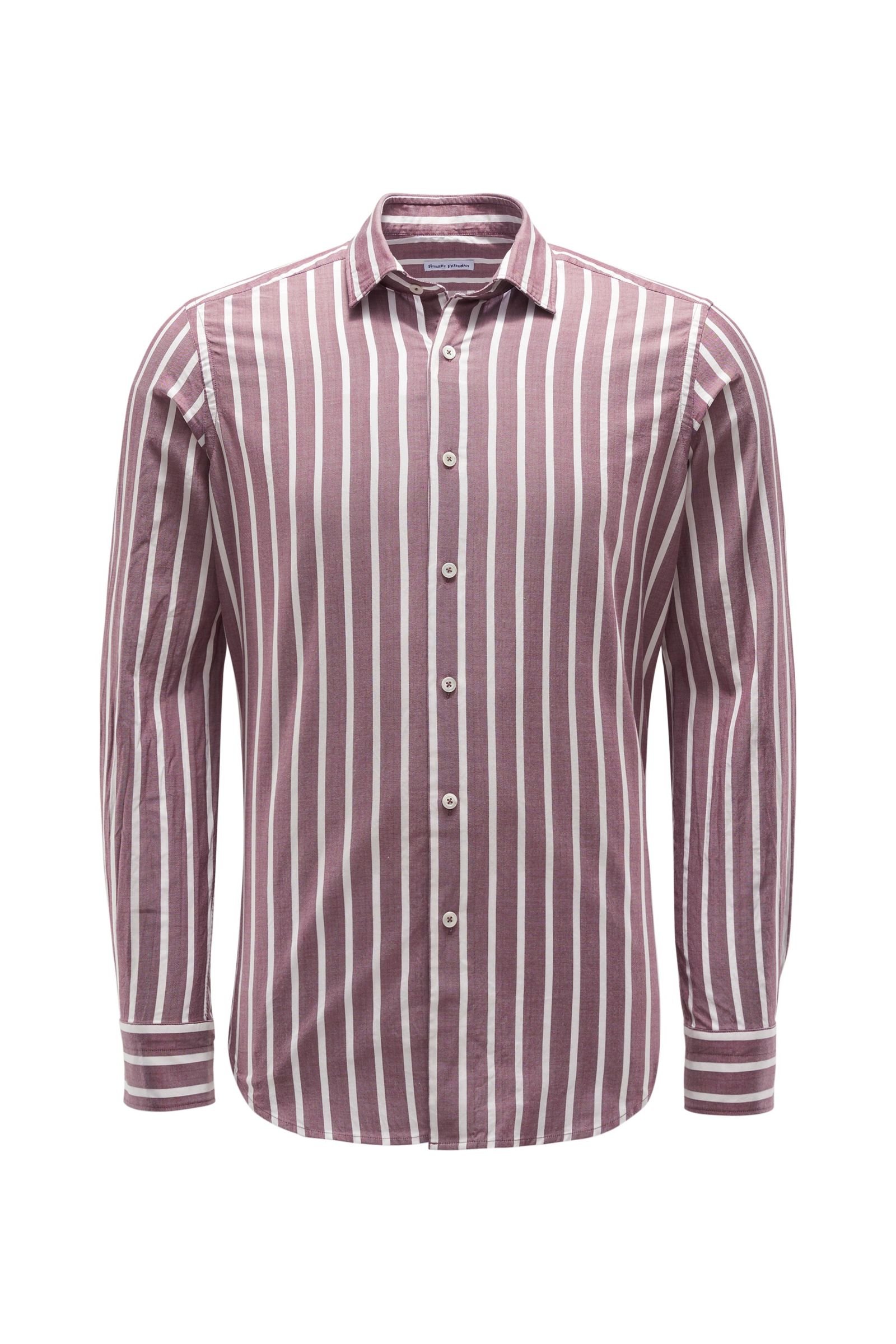 Casual shirt 'Leo' slim collar burgundy/white striped