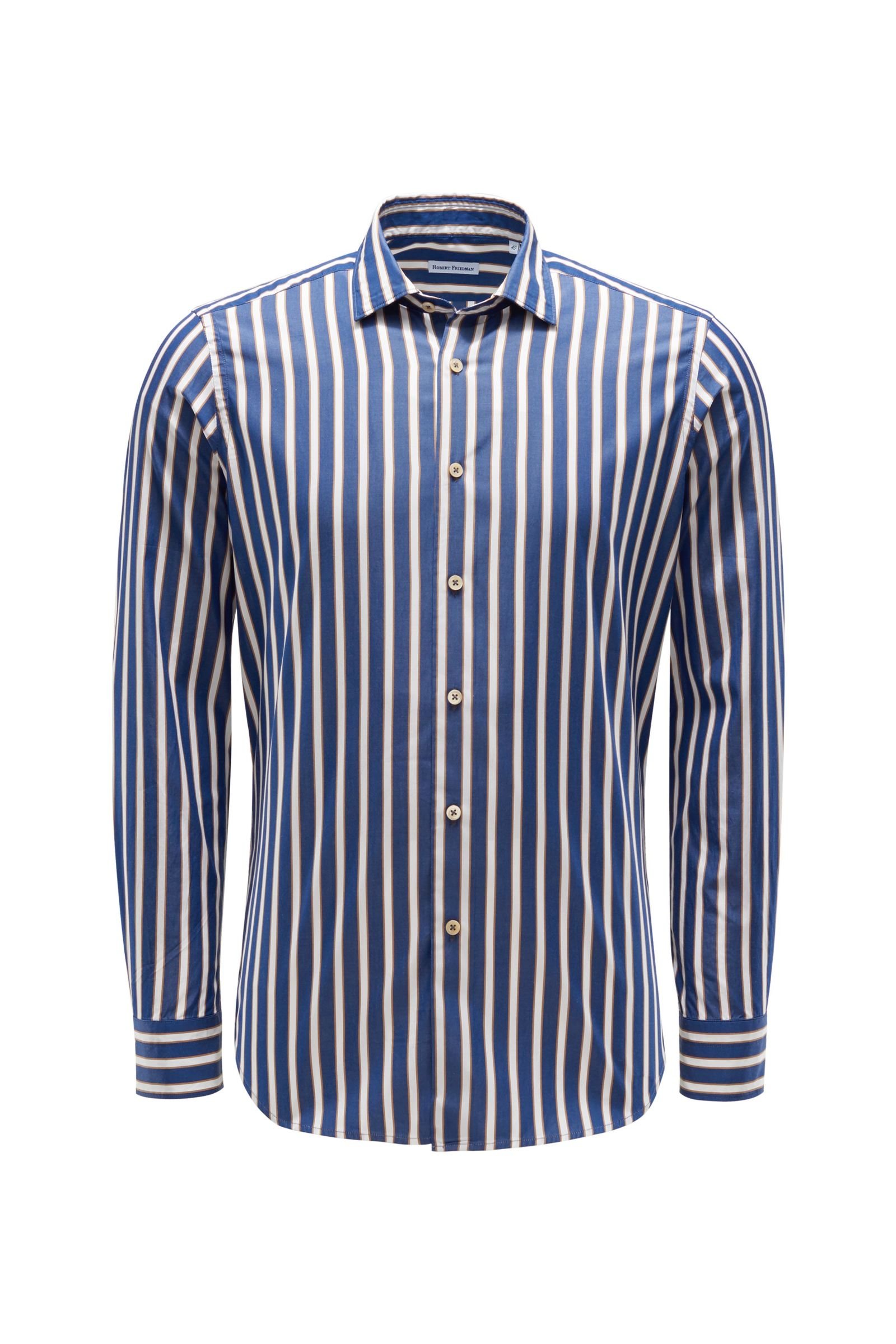 Casual shirt 'Leo' slim collar dark blue/white striped