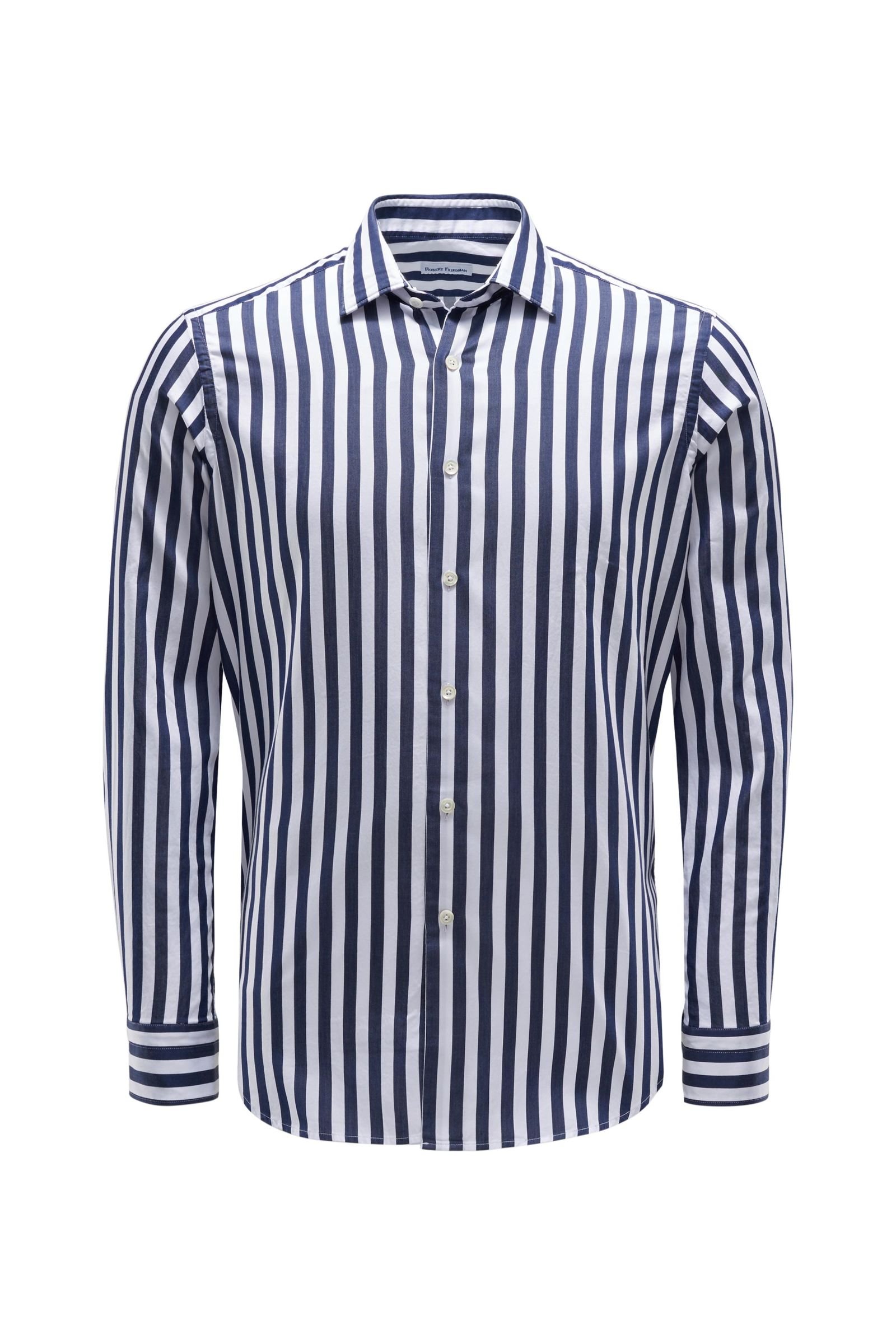 Casual shirt 'Leo' slim collar white/navy striped
