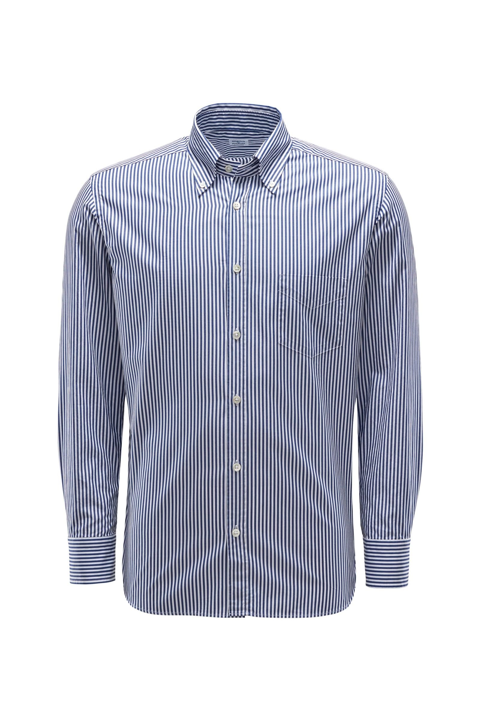 Casual shirt button-down collar navy/white striped