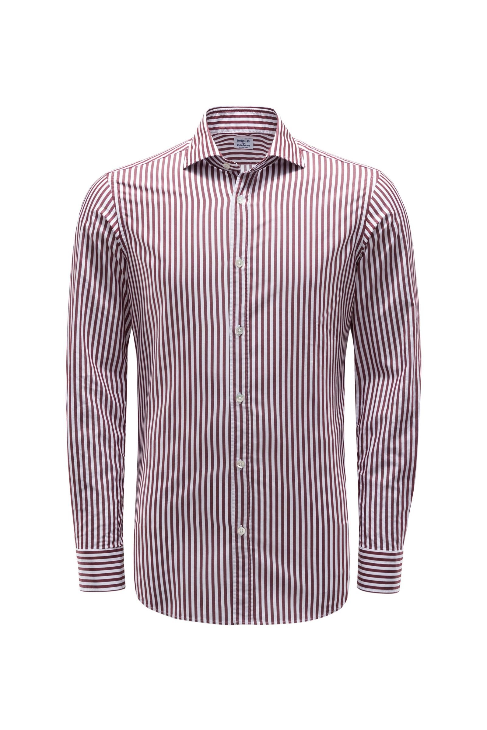 Casual shirt shark collar burgundy/white striped