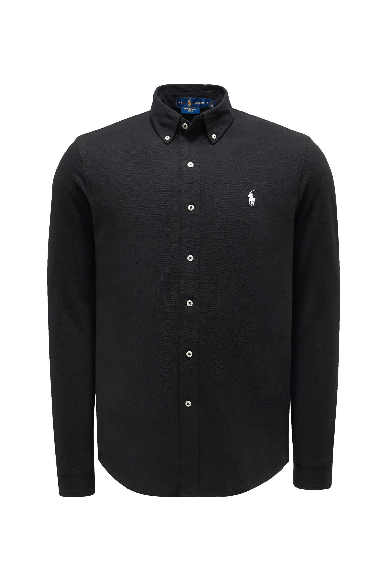 Jersey-Hemd Button-Down-Kragen schwarz