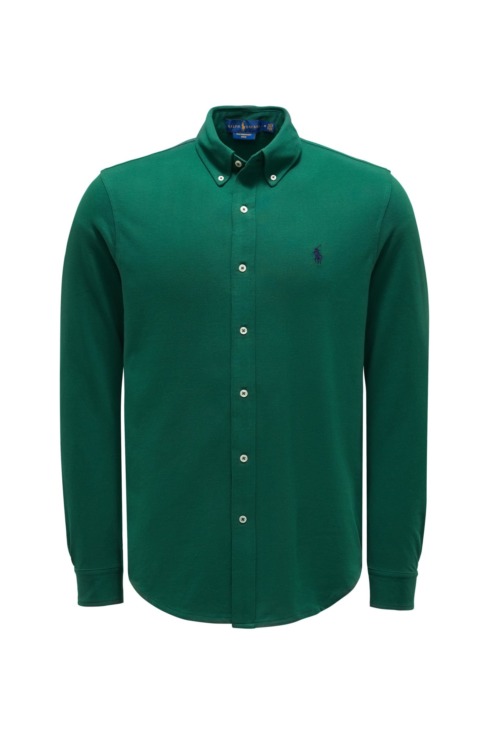 Jersey-Hemd Button-Down-Kragen grün
