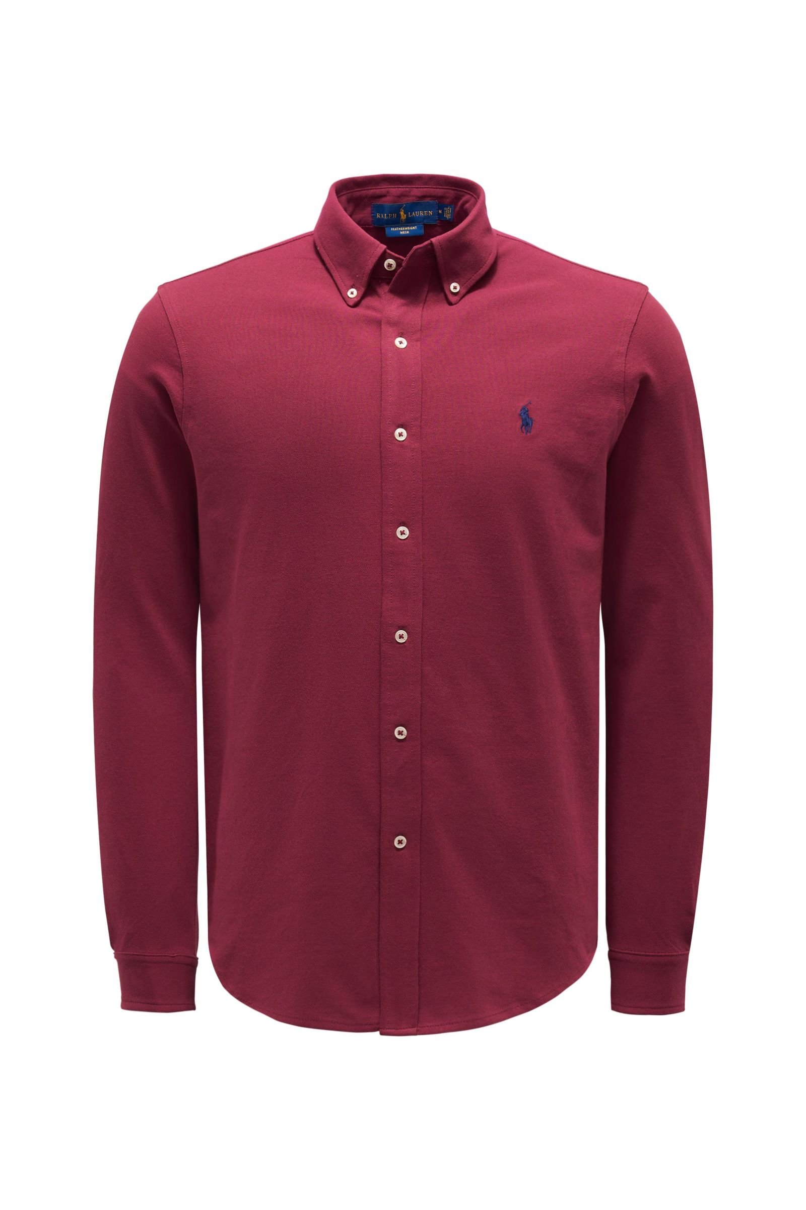Jersey shirt button-down collar burgundy