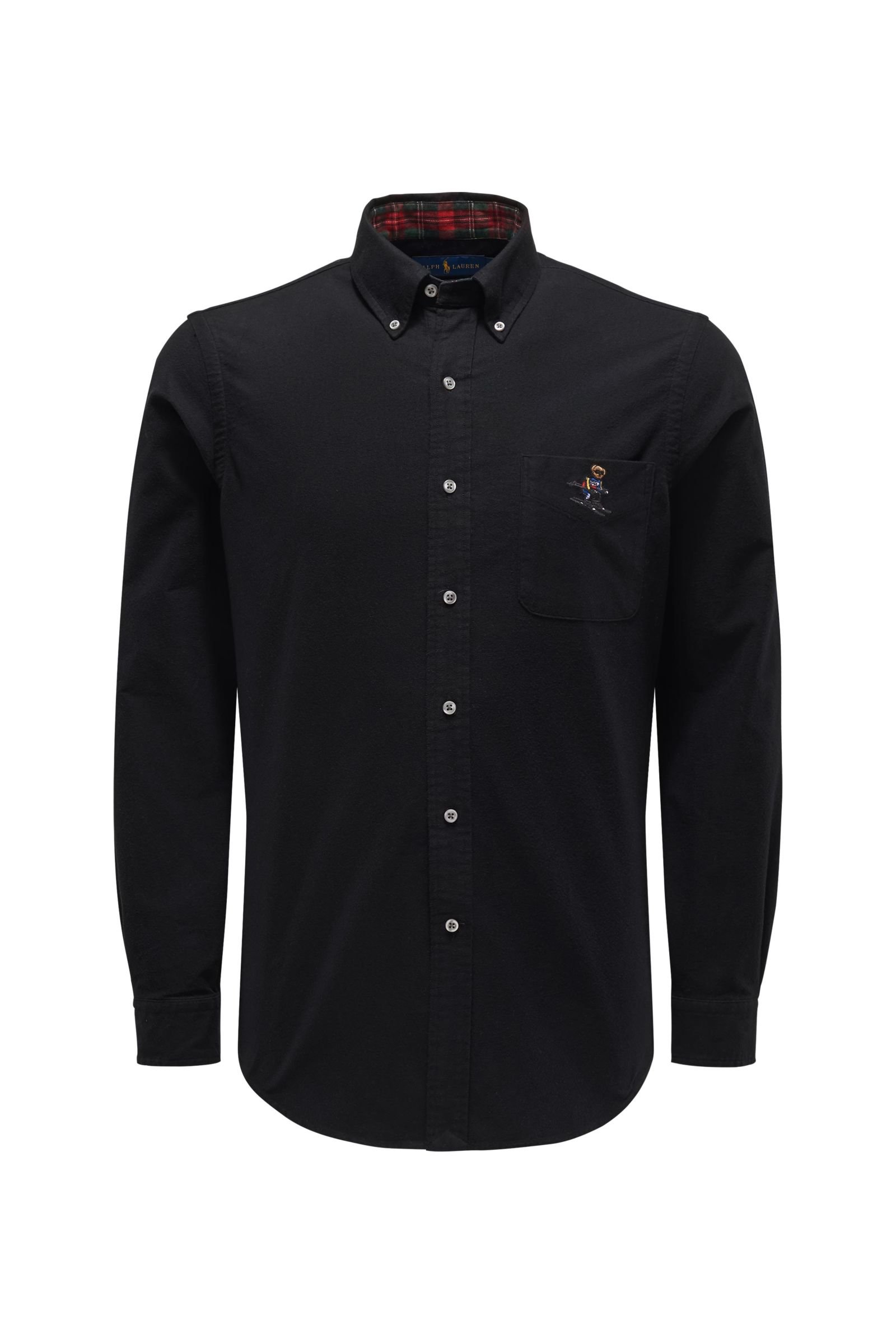 Flannel shirt button-down collar black