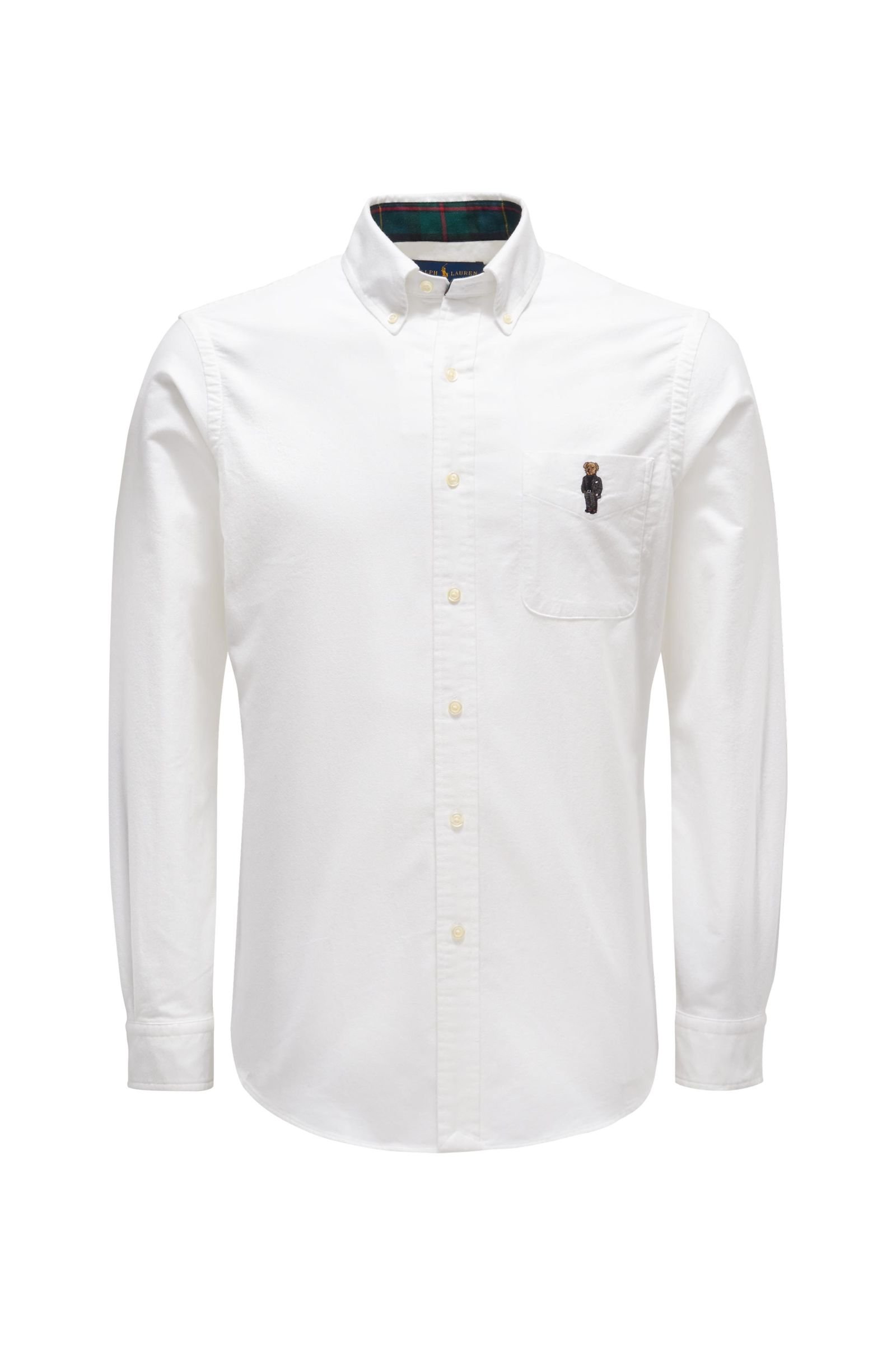 Flannel shirt button-down collar white